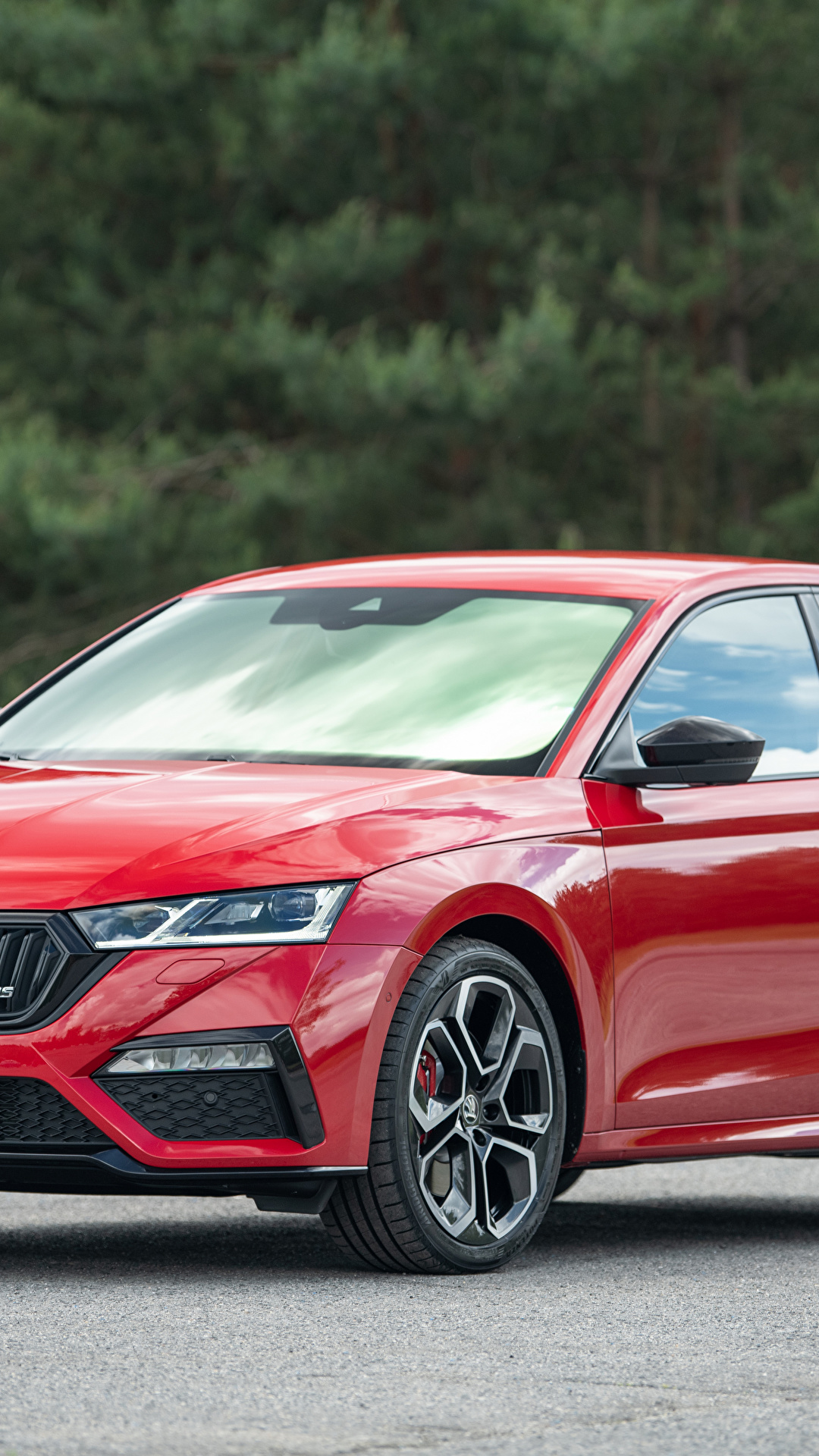 1080x1920   Обои для рабочего стола Skoda Octavia RS 2020 Красные автомобили 1080x1920