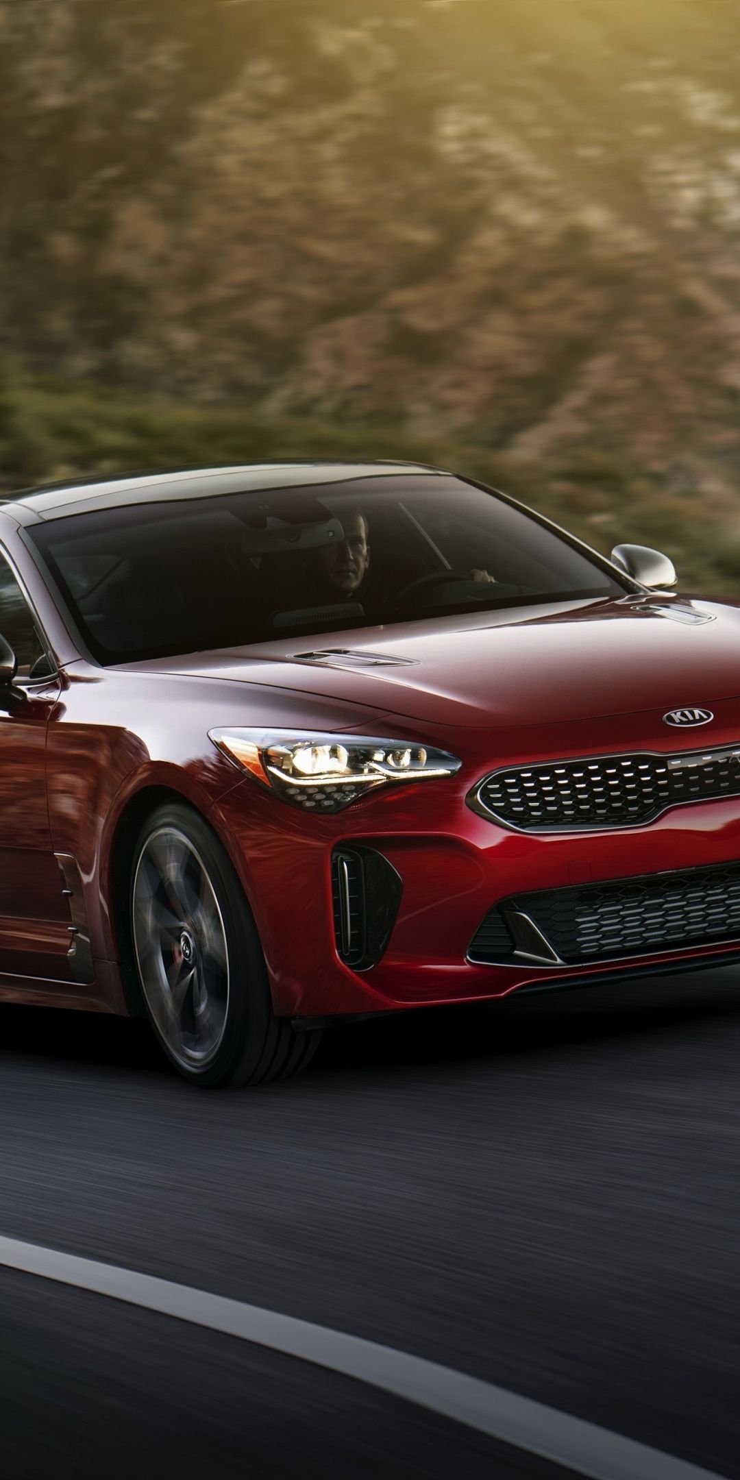 1080x2160 Красный седан Kia Stinger 1080x2160 обои | Kia Stinger Kia Sedan