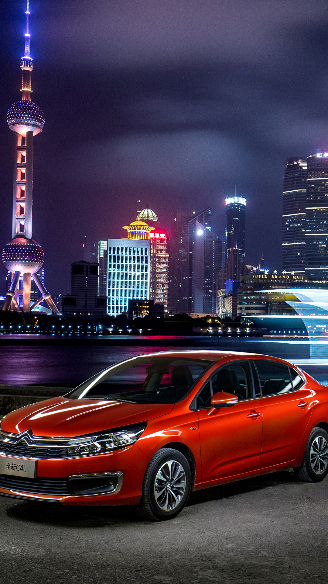 1080x1920  Desktop Обои Citroen 2016 C4 L Красные автомобили Металлик 1080x1920