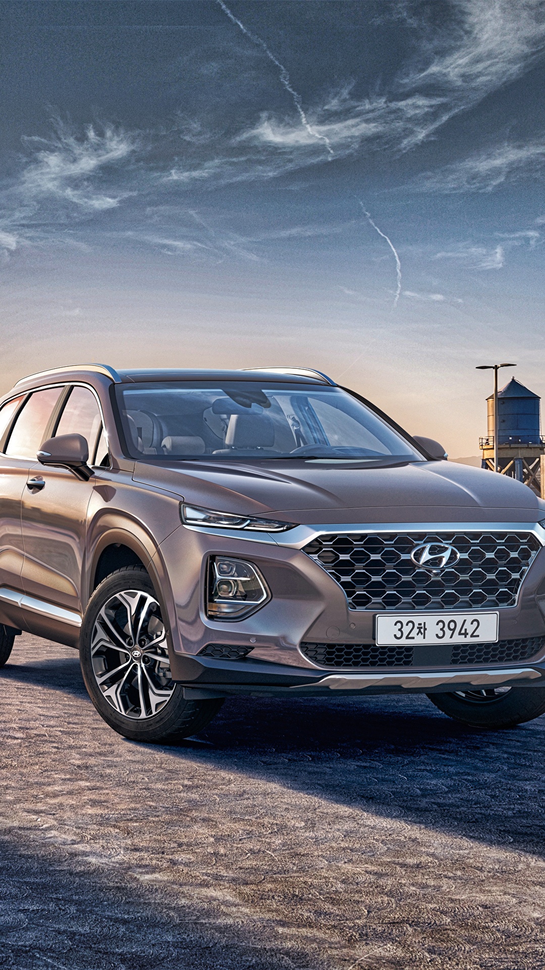 1080x1920   Обои Hyundai Santa Fe 2018 auto Front Metallic 1080x1920