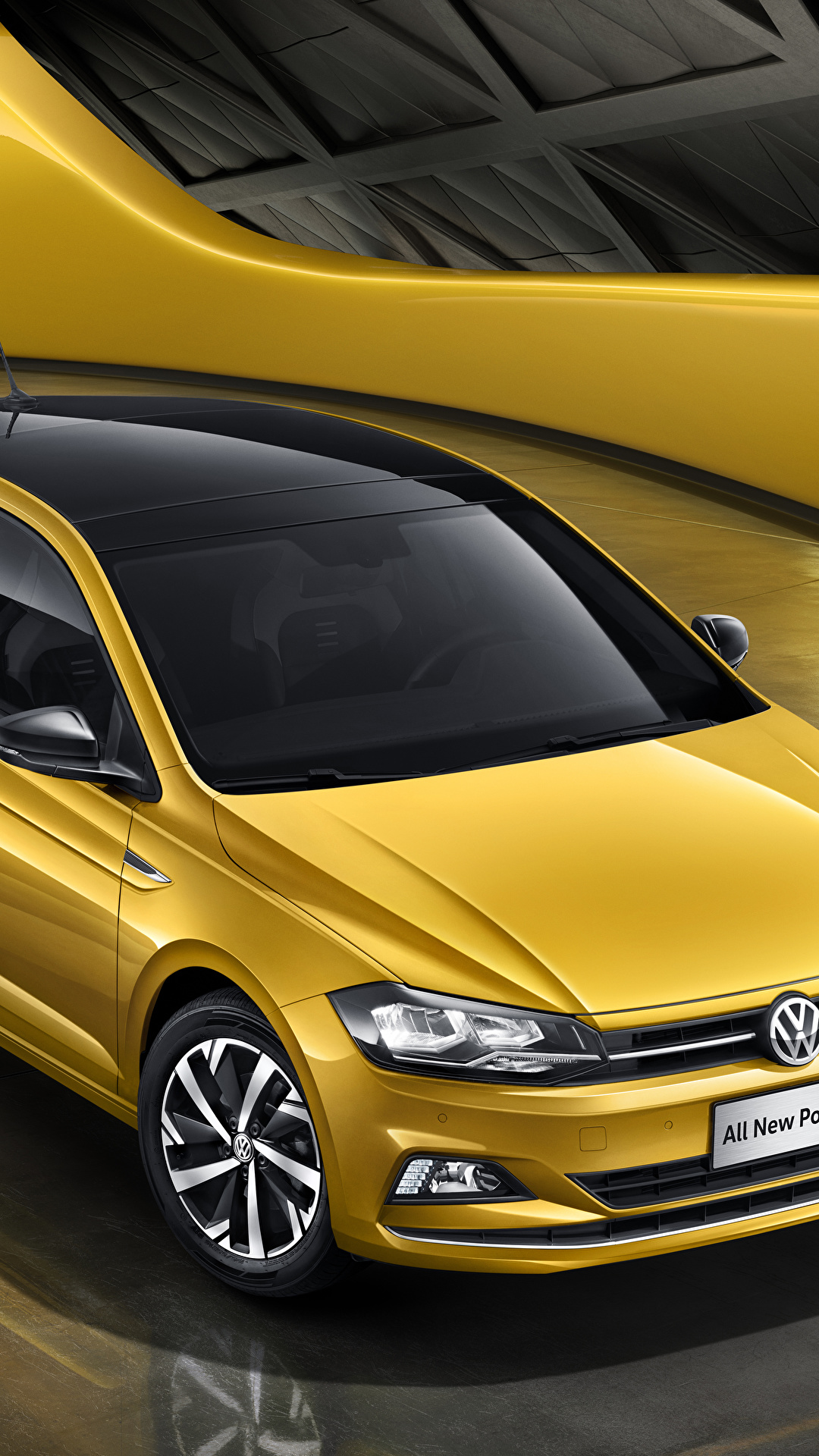 1080x1920 Picture Volkswagen 2019 Polo Plus Желтый авто 1080x1920