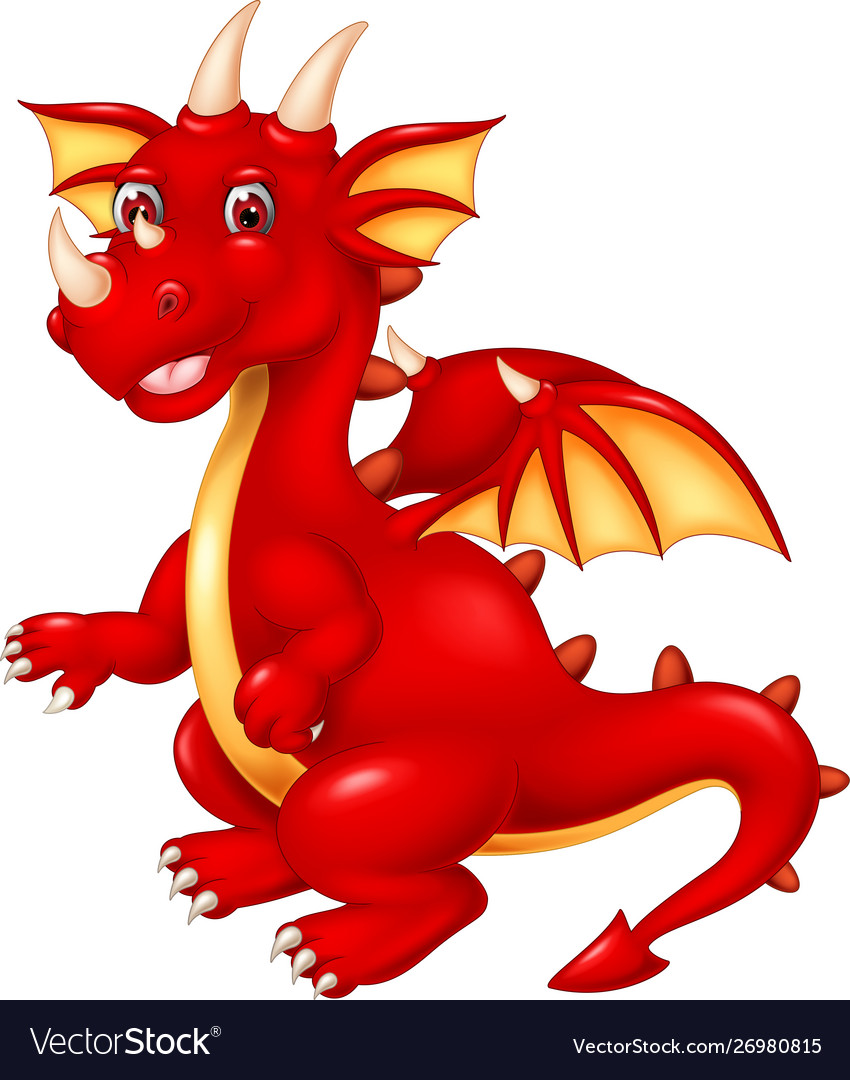 850x1080   Забавный мультяшный красный дракон лицензионное векторное изображение 
