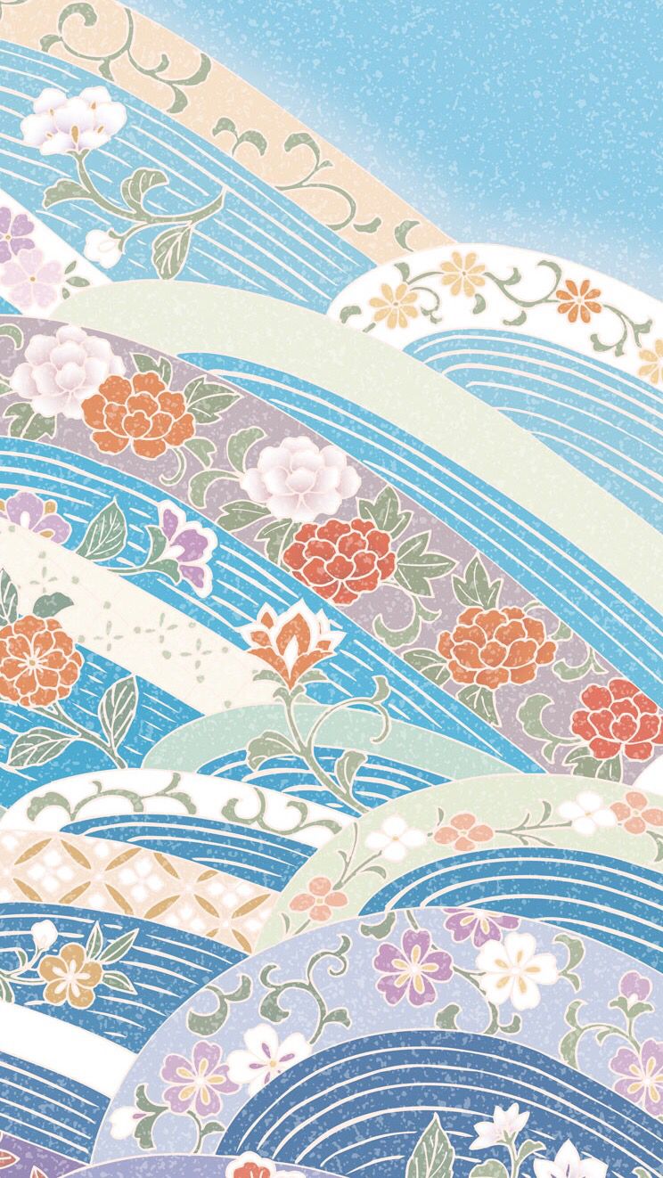 744x1322   S- 素材 库 - 图案 花纹 | Рисунок обоев для iPhone Цветочные обои Японские обои iphone