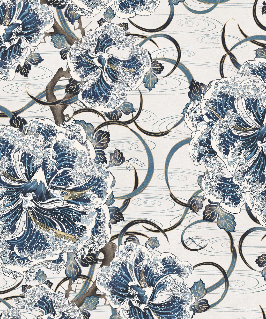 1100x1320  The Great Wave Bloom Wallpaper Японские обои • Milton \ u0026 King