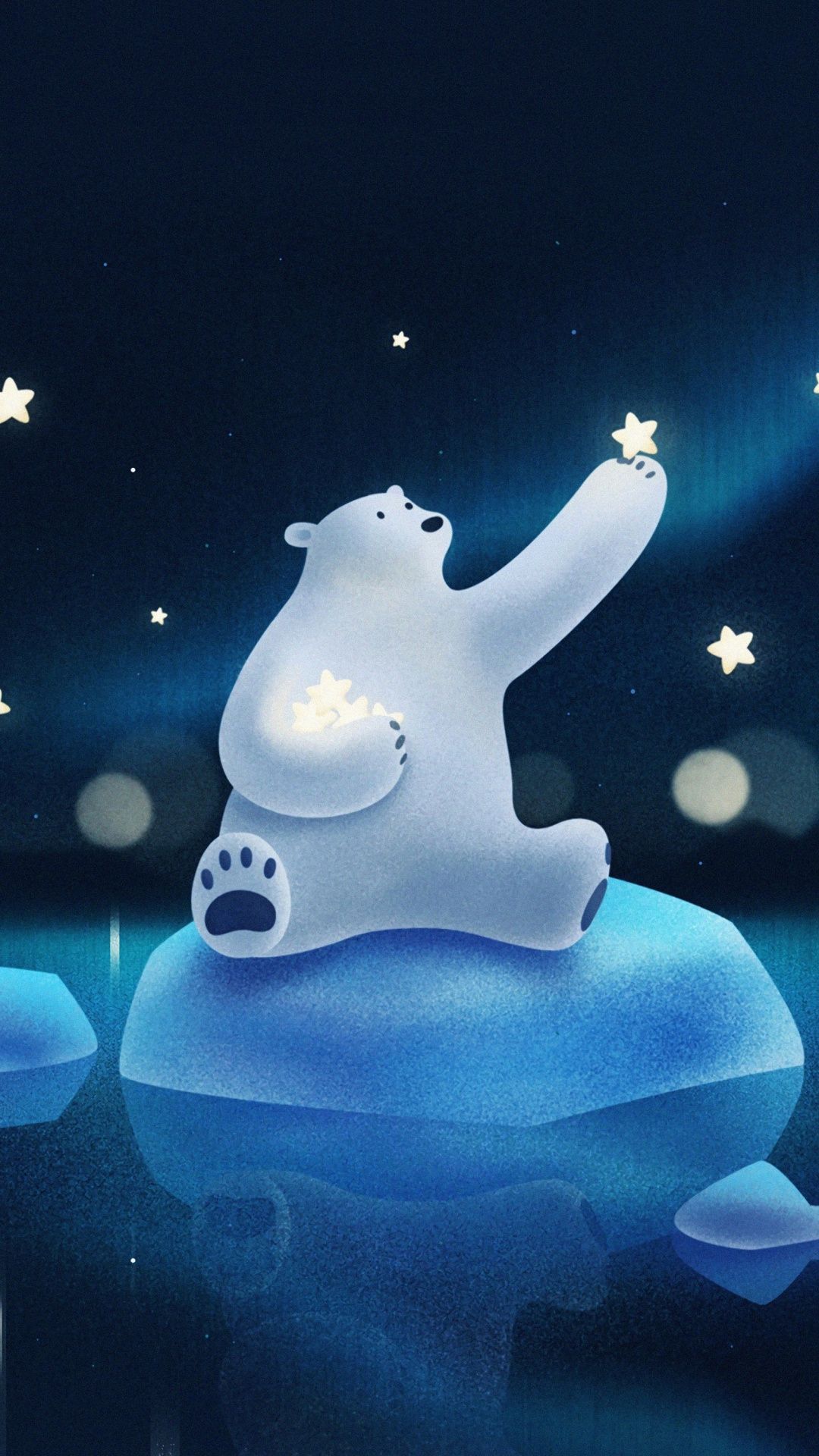 1080x1920   Иллюстрация белый белый медведь произведение искусства звезда снегопад 1080x1920 обои | Обои с изображением белого медведя Обои с изображением медведя Обои с животными 