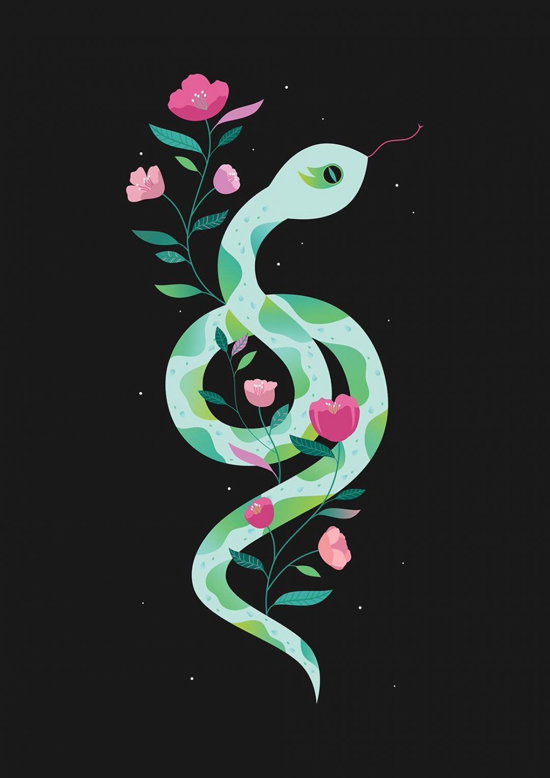Змея и цветок 2. Змея арт. Змея с цветочком. Змея арты. Красивая змея арт.