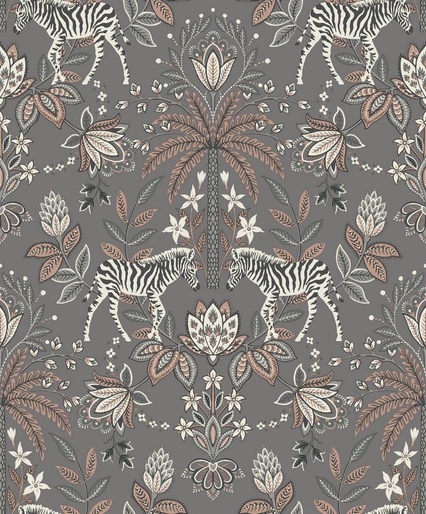 848x1024  Holden Decor Zebra Safari Charcoal / Rose Gold Wallpaper 91202