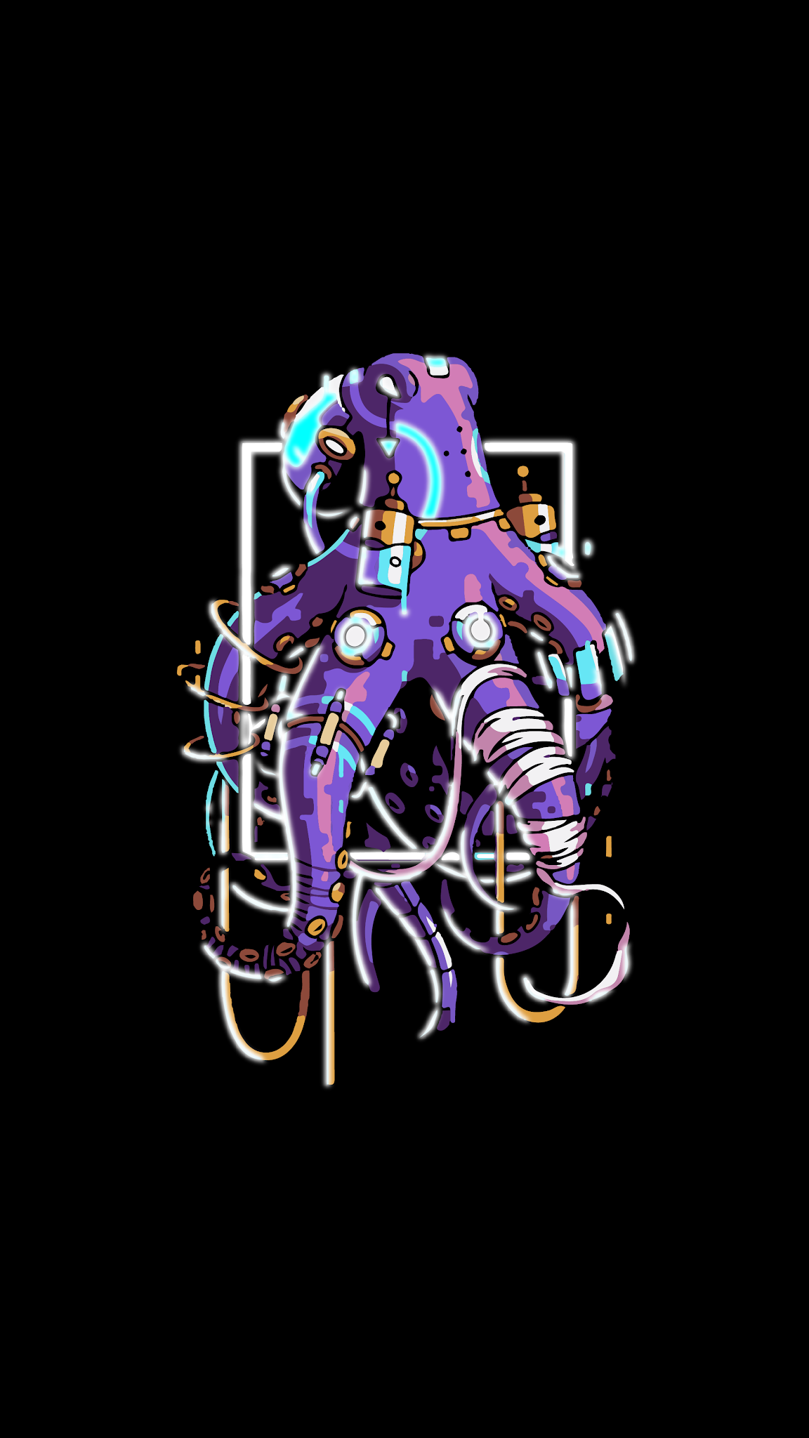 1152x2048  Черные обои 4K - Cyber Octopus | HeroScreen - Классные обои 
