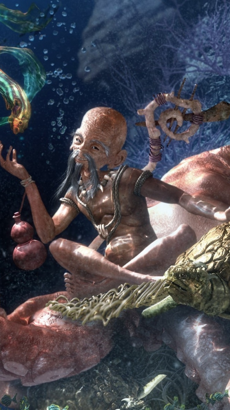 750x1334  ScreenBeauty | осьминог под водой существа | Fantasy