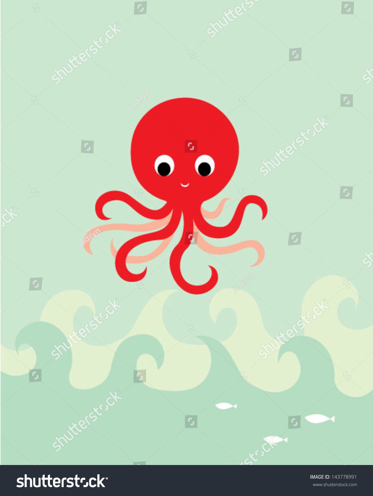1203x1600   Красивые векторные обои осьминога (Роялти-фри) 143778991 