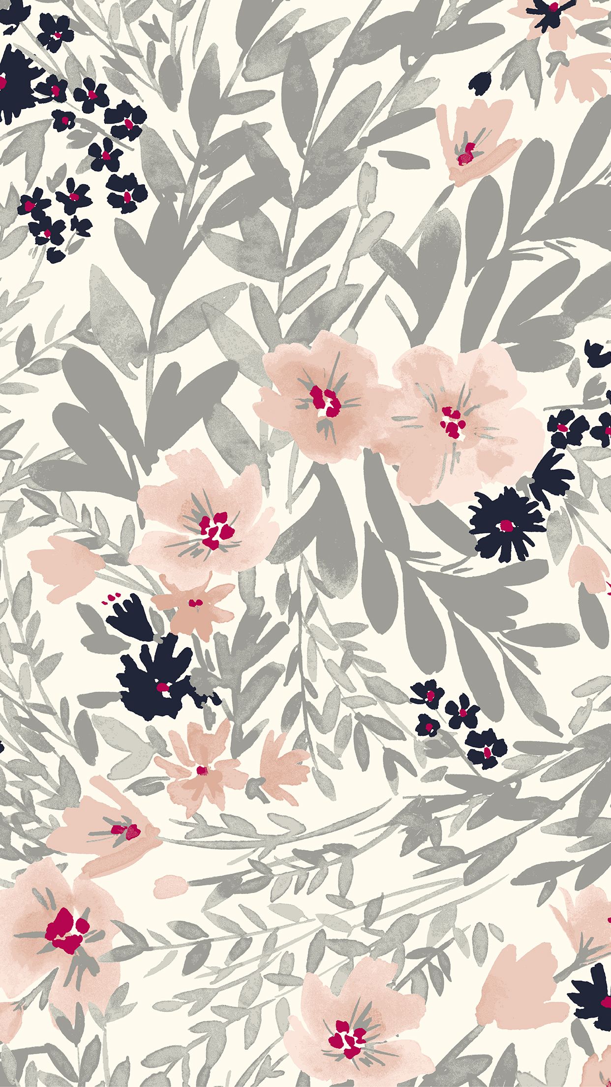 1242x2208   westelm-prin-petals-mobile.jpg (1242 × 2208) | Узорчатые обои Обои для мобильного телефона Цветочные обои 