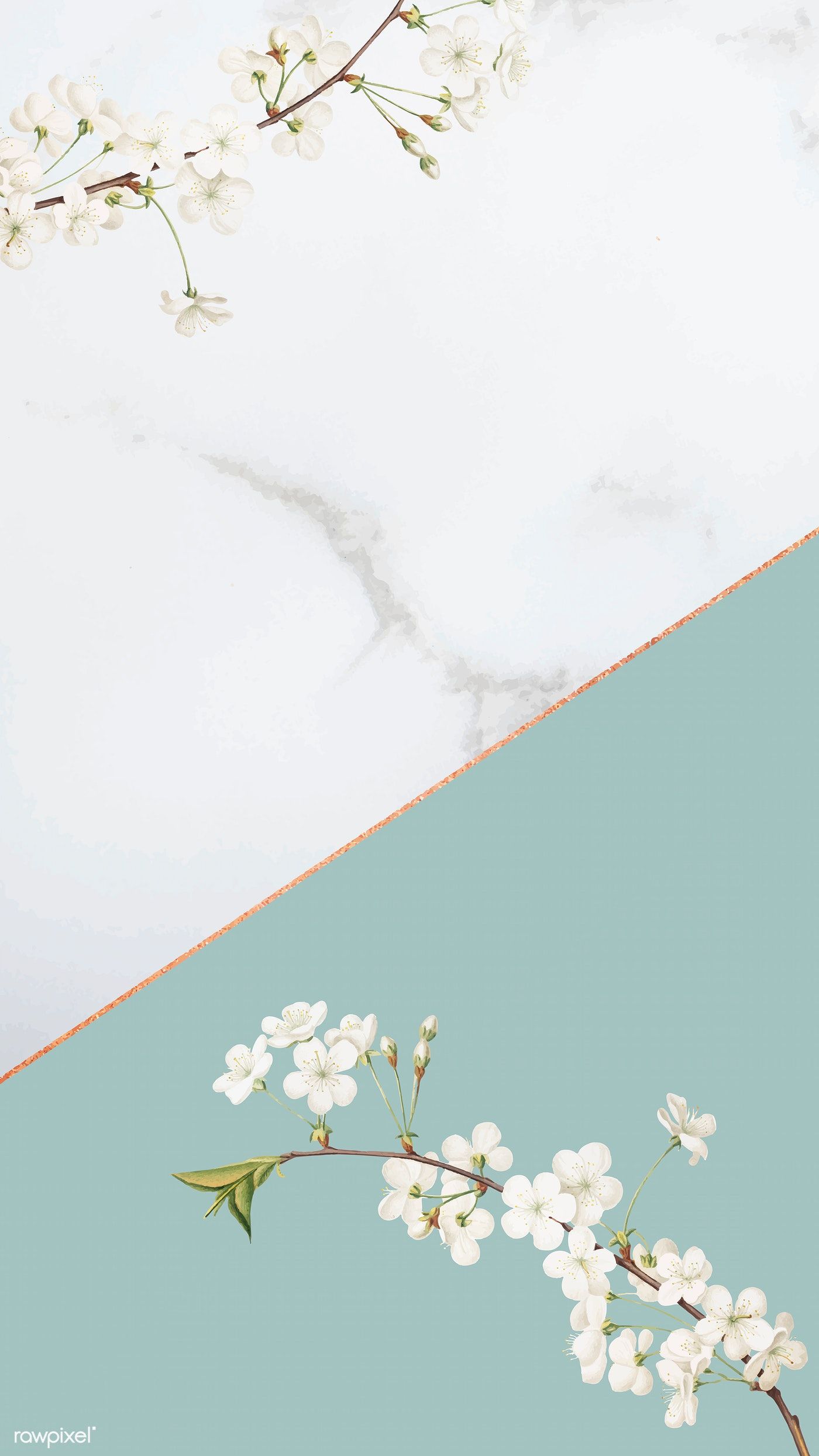 1400x2489   Крошечный белый цветок на бирюзовом фоне вектор макета | изображение премиум-класса от rawpixel.com / HwangMang… | Винтажные обои Molduras bonitos Papel de parede de ouro