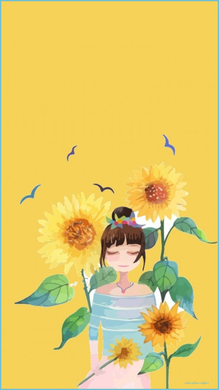 713x1268  Cartoon Sunflower Phone Wallpaper - мультяшные обои с подсолнухом | Neat