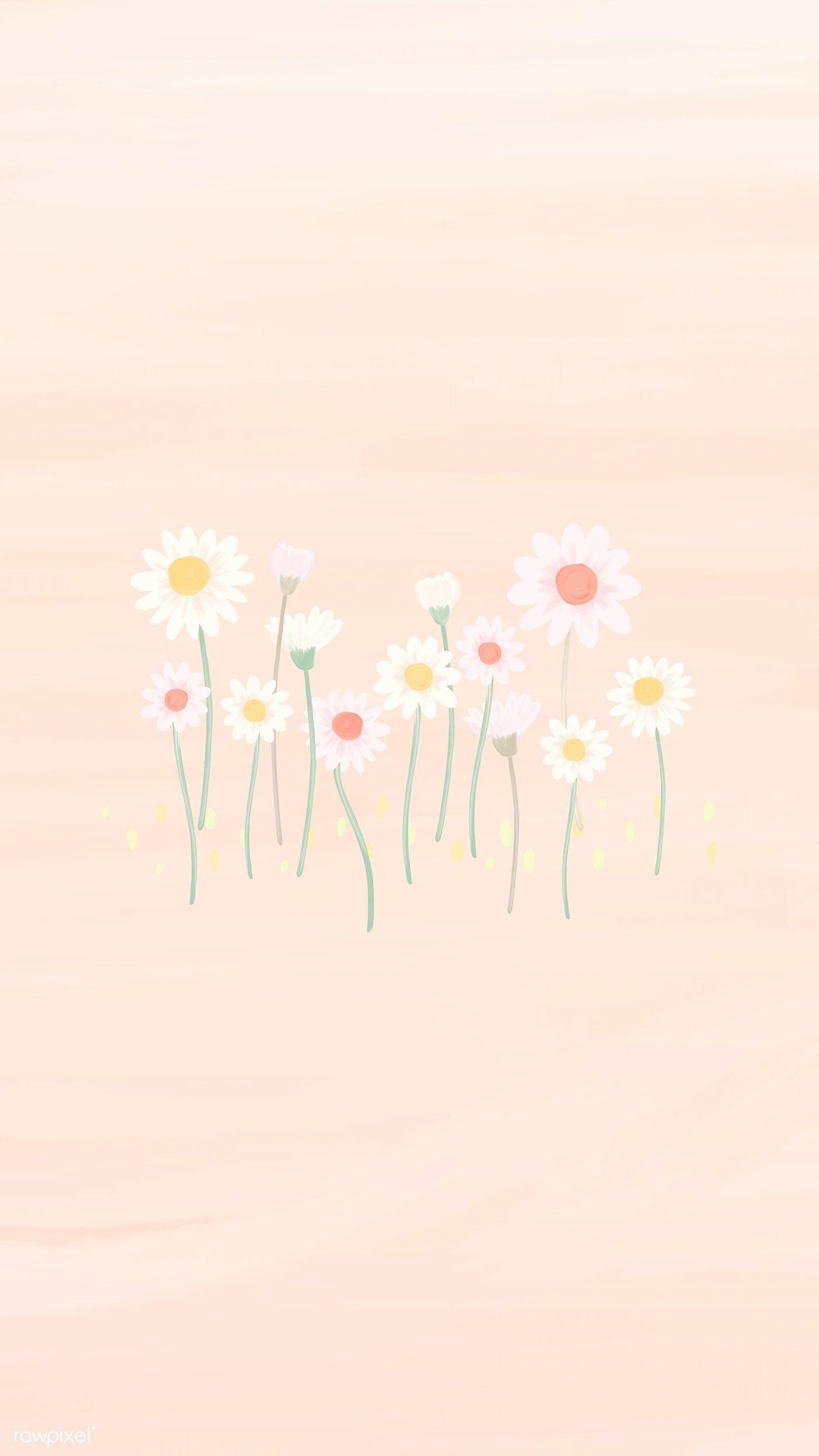 1400x2489  Download Премиум вектор рисованной ромашки вектор обоев для мобильного телефона в 2020 году | Цветочные обои для телефона Цветочные обои для телефона 