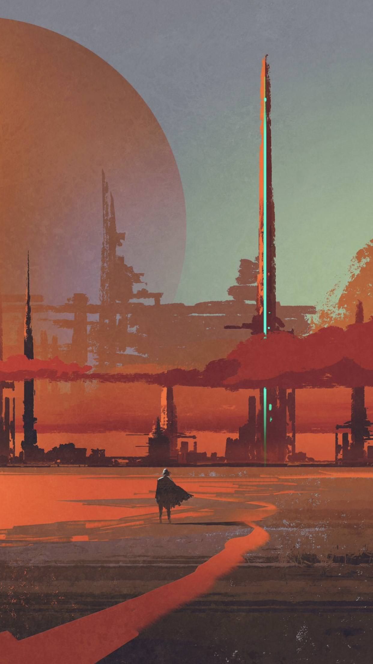 1242x2208   Странник из научной фантастики: iWallpaper | Научно-фантастические обои Научно-фантастический концепт-арт Фэнтезийный пейзаж 