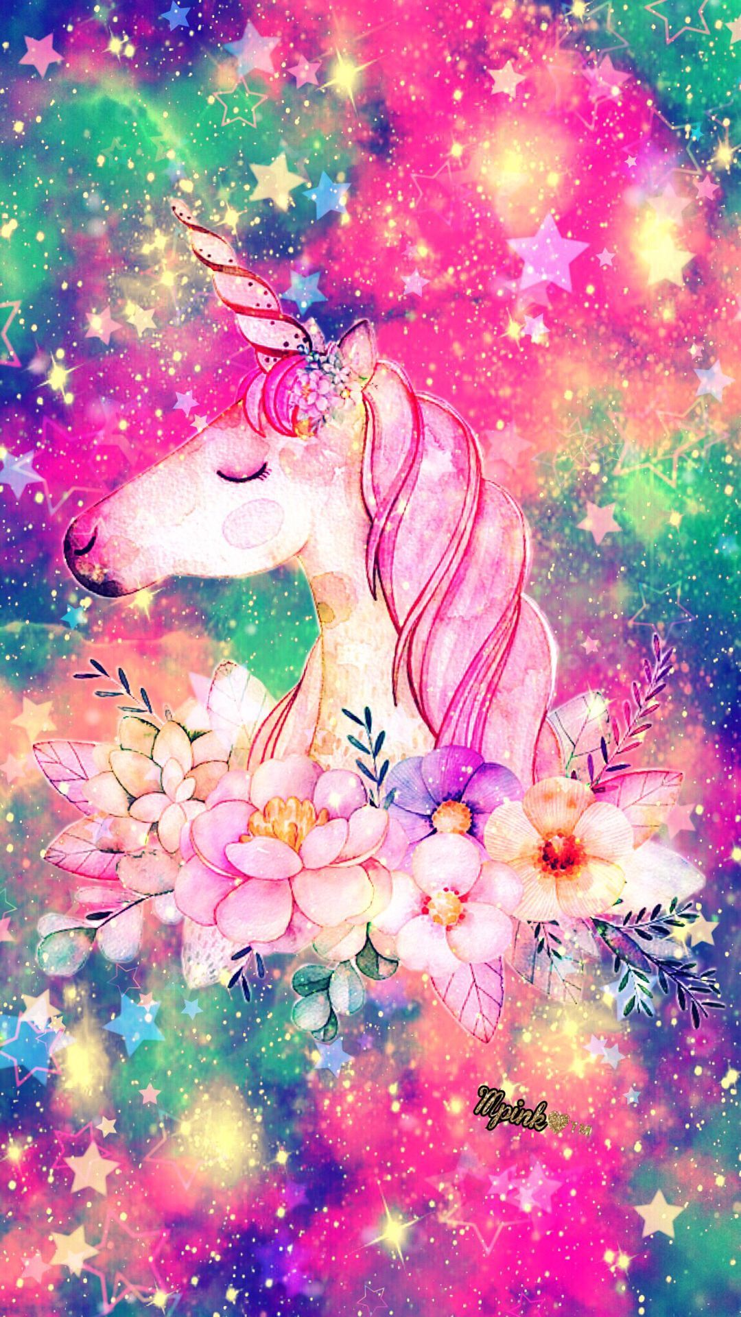 1080x1920 Galaxy Glitter Rainbow Wallpaper Unicorn.