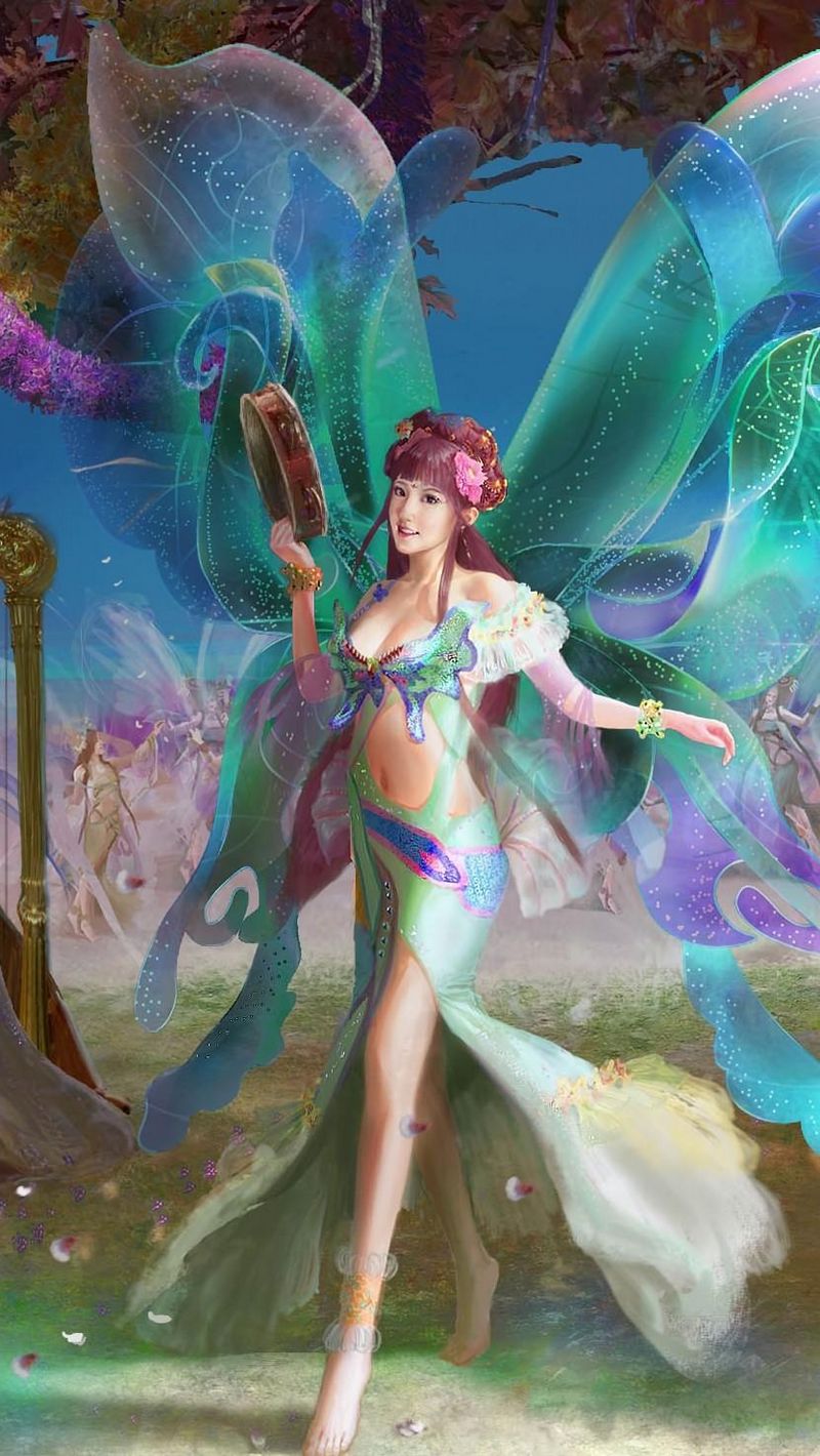 800x1420  Загрузить обои 800x1420 феи крылья музыкальные инструменты цветы праздник iphone se / 5s / 5c / 5 for parallax hd background