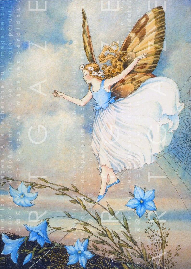794x1118  Sweet Fairy Acrobat. Винтажная иллюстрация Иды Рентул | Etsy