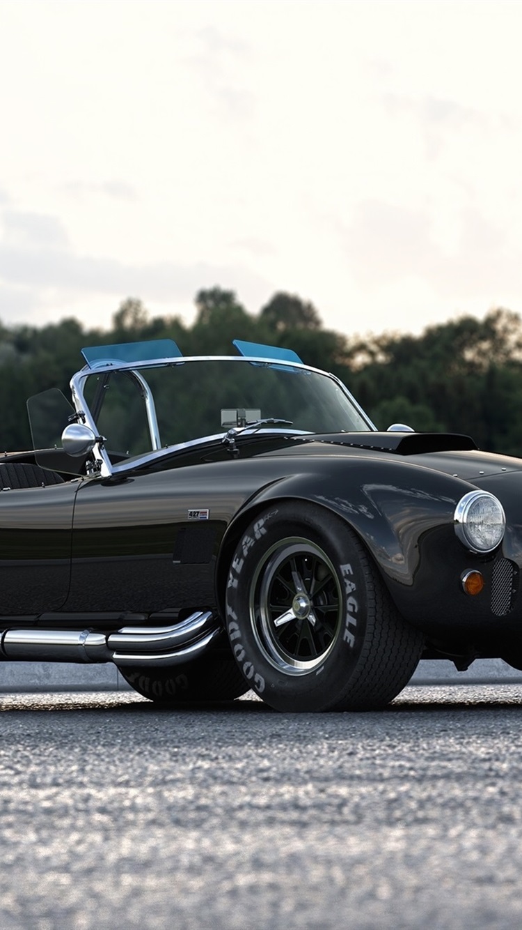 750x1334   AC Shelby Cobra 427 черный автомобиль 750x1334 iPhone 8/7/6 / 6S обои фон Picture image