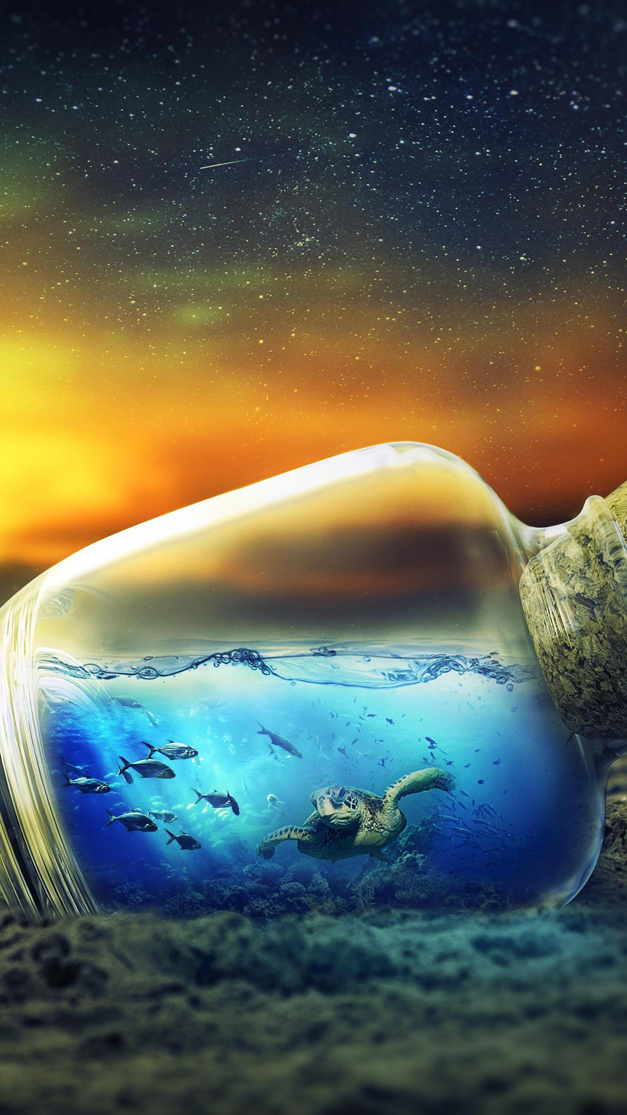 2160x3840  323334 Подводная бутылка Цифровое искусство 4K телефон HD обои изображения Фоны фото и картинки | Mocah.org 