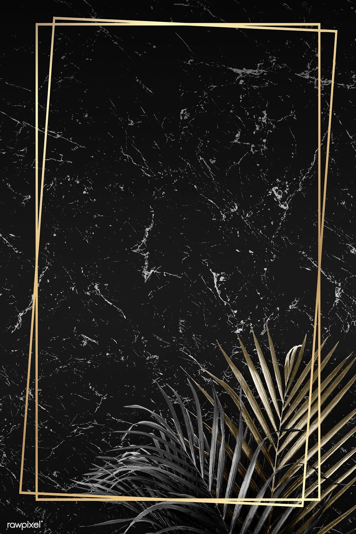 1200x1800  Download премиум вектор Прямоугольная золотая рамка на тропическом фоне | Тропический фон Обрамленные обои Мраморные обои телефон