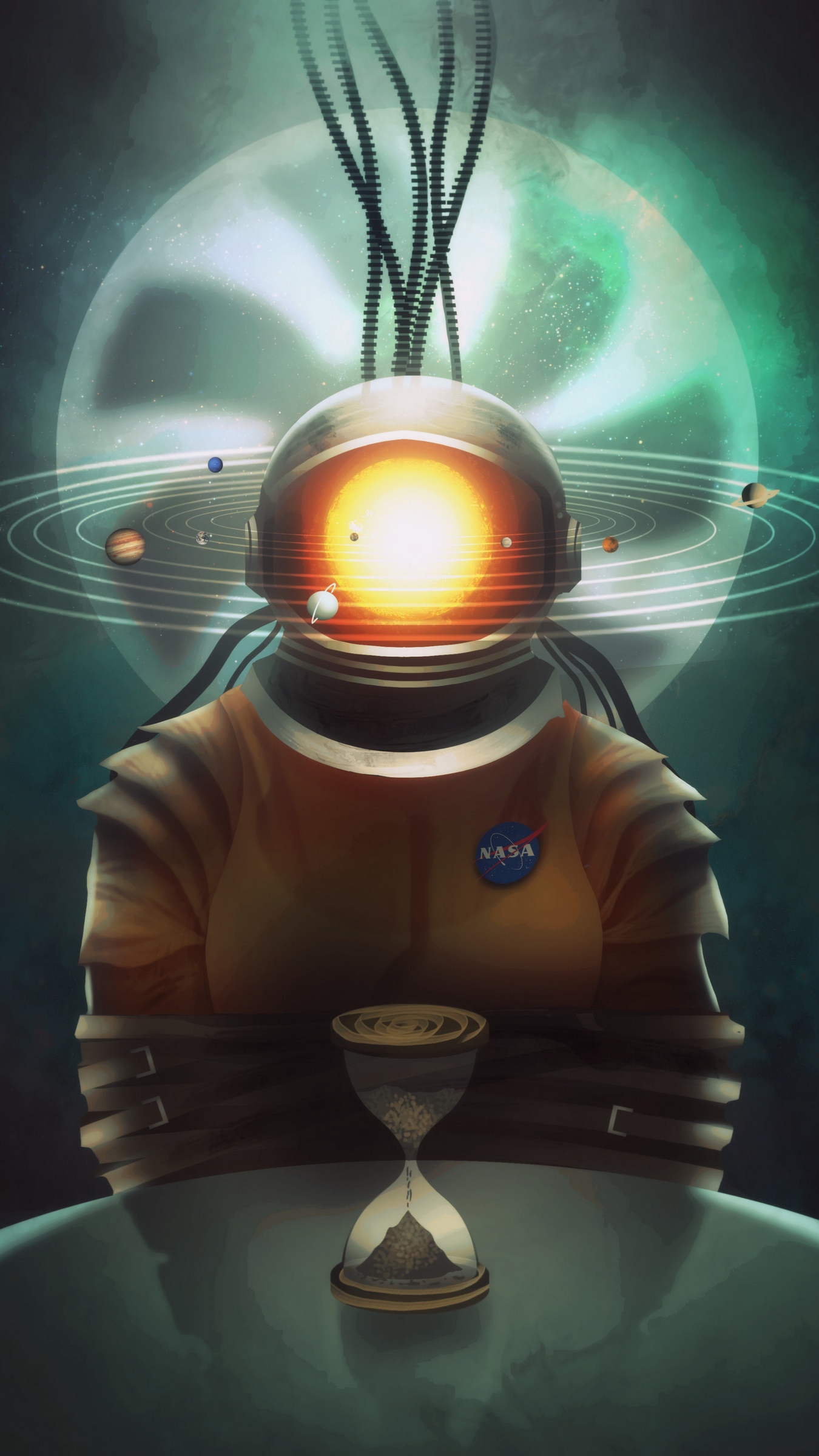 1350x2400 Wallpaper Cosmonaut Space Art Solar System Hourglass - Solar System Wallpaper Pc - 1350x2400 Обои - teahub.io 