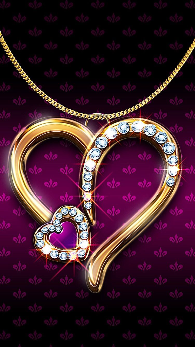 751x1334   ↑↑ НАЖМИТЕ И ПОЛУЧИТЕ БЕСПЛАТНОЕ ПРИЛОЖЕНИЕ! Lockscreens Роскошный кулон в форме сердца Сверкающий Яркий стильный ювелирный золотой узор… | Сердце обои Блестящие обои Дизайн обоев для телефона