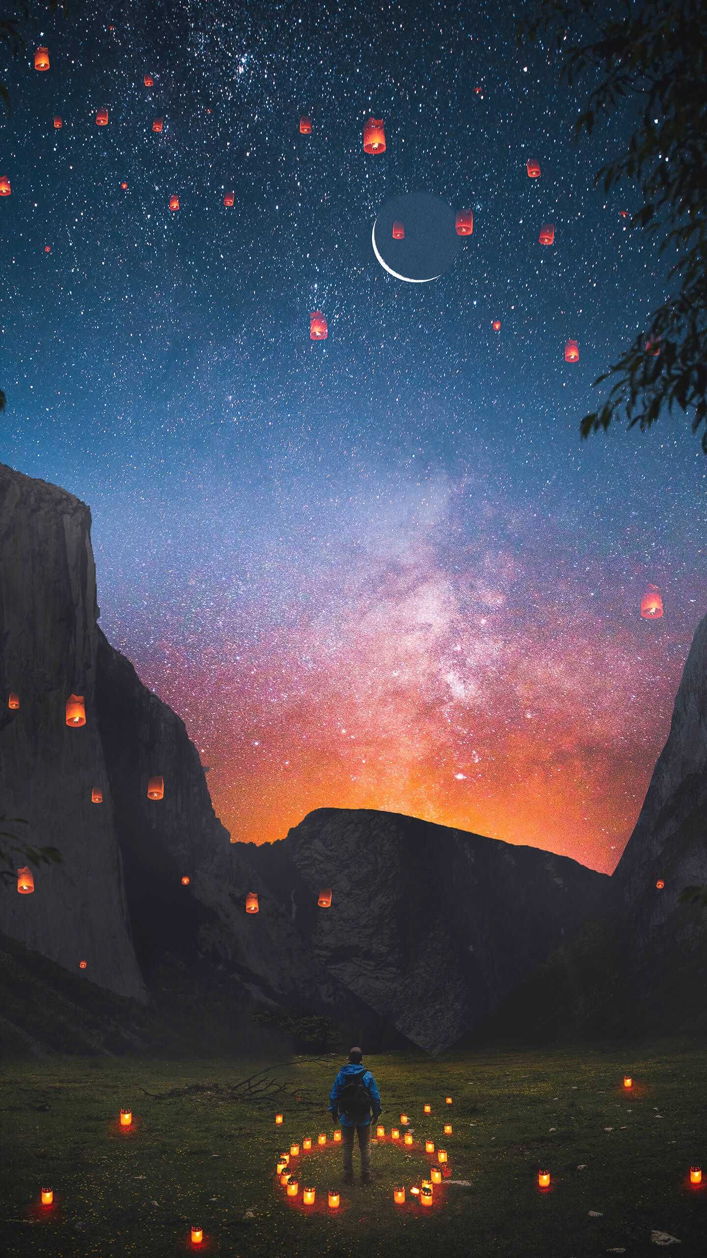 1440x2560   Небесные фонарики Природа iPhone обои | Природа обои для iphone Природа фоны iphone Небесные фонарики