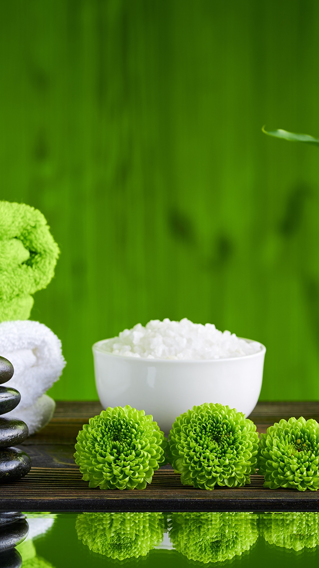 1080x1920   Изображения Spa Bamboo Salt Towel Stones 1080x1920