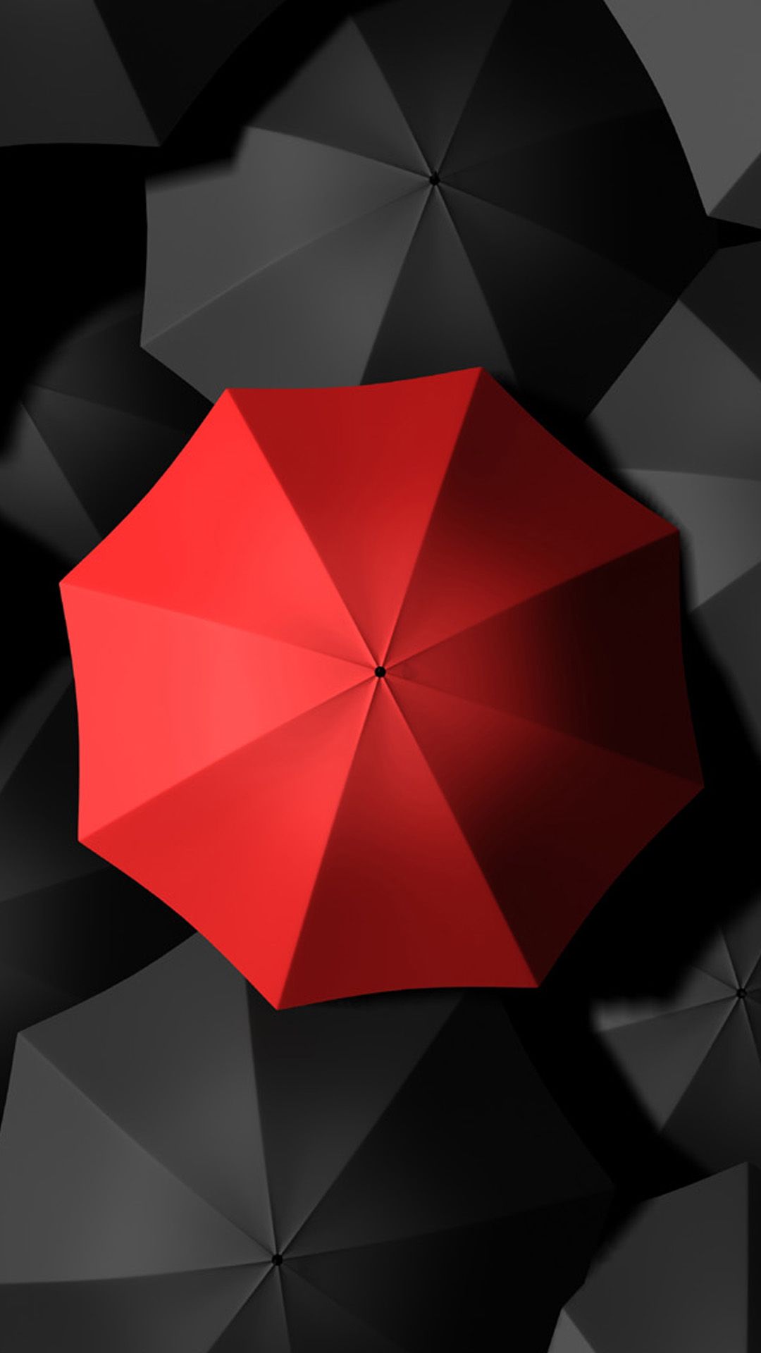 Зонт черный с красным
