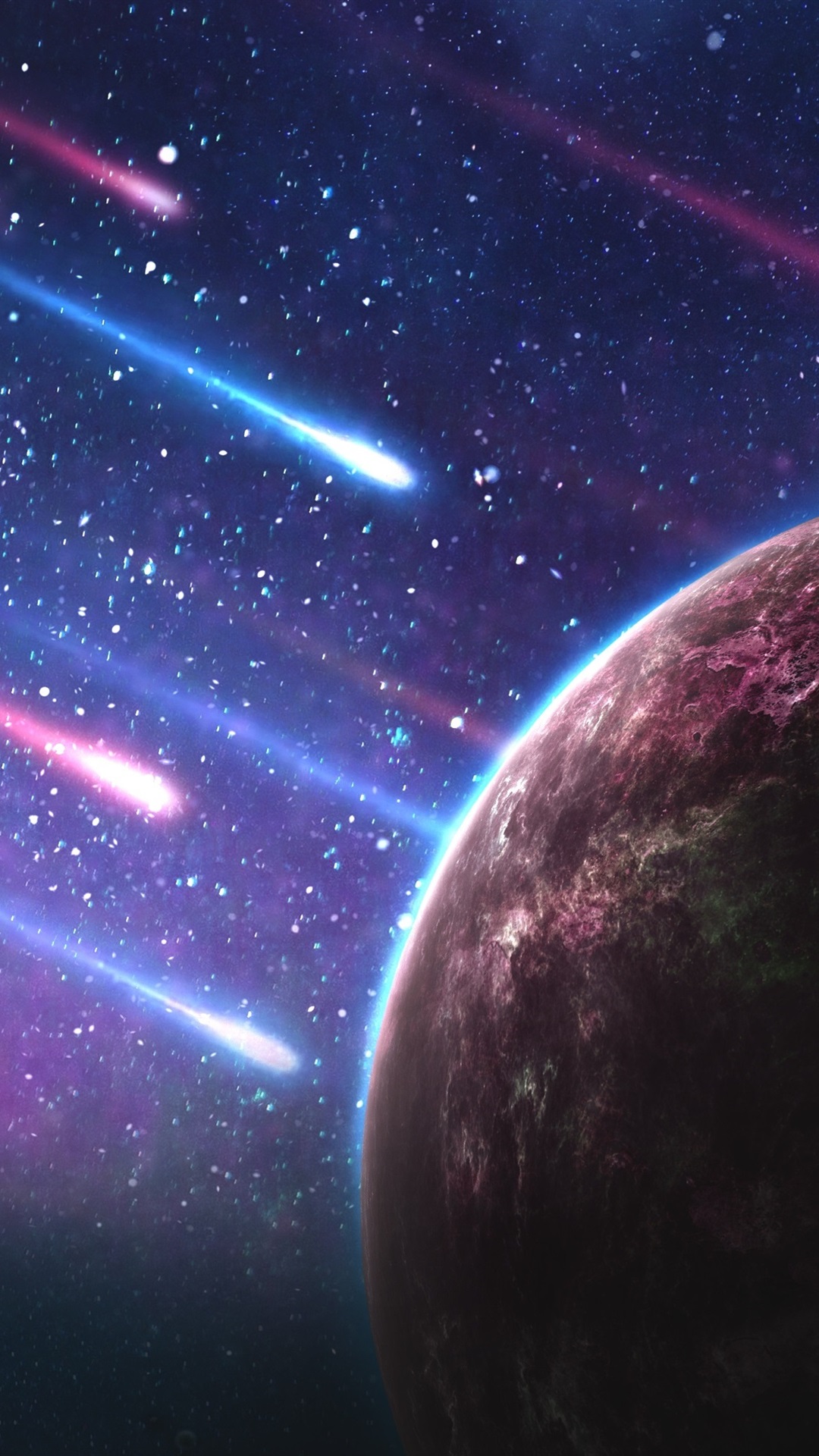 1080x1920   Обои Планета Метеоритный дождь Галактика звездное 3840x2160 UHD 4K Изображение 