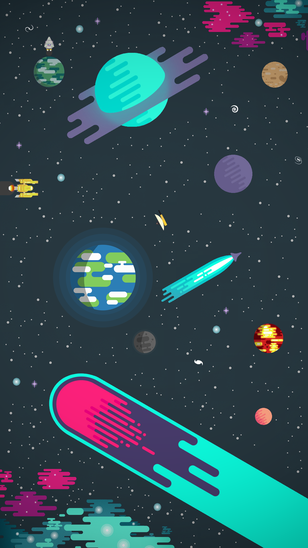 1080x1920  Kurzgesagt Style Phone Wallpaper: iWallpaper | Space iphone wallpaper Galaxy wallpaper Art wallpaper 