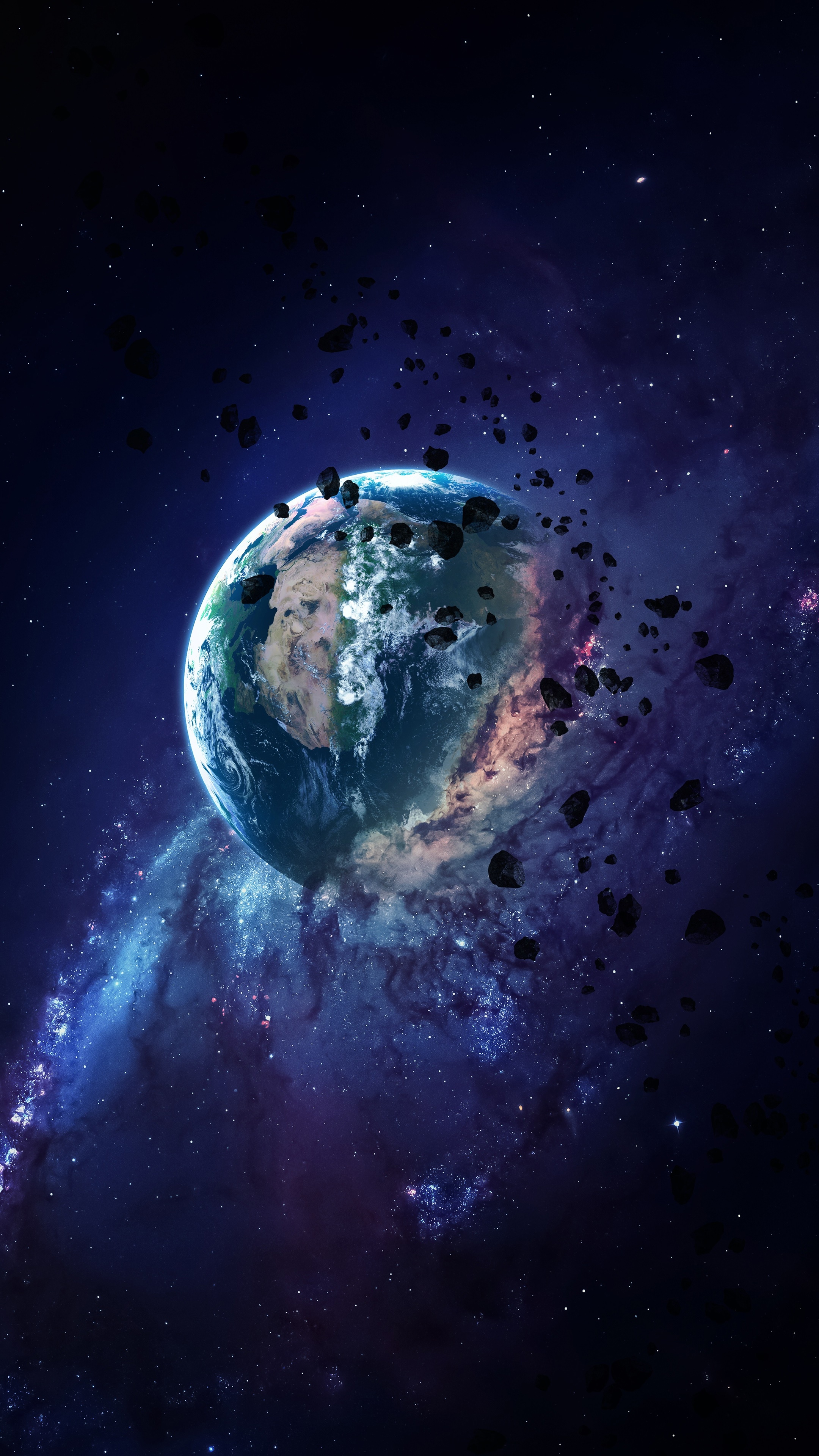 2160x3840   Скачать Apocalyptic Earth Space Art Wallpaper 2160x3840 4К Sony Xperia Z5 Premium Dual
