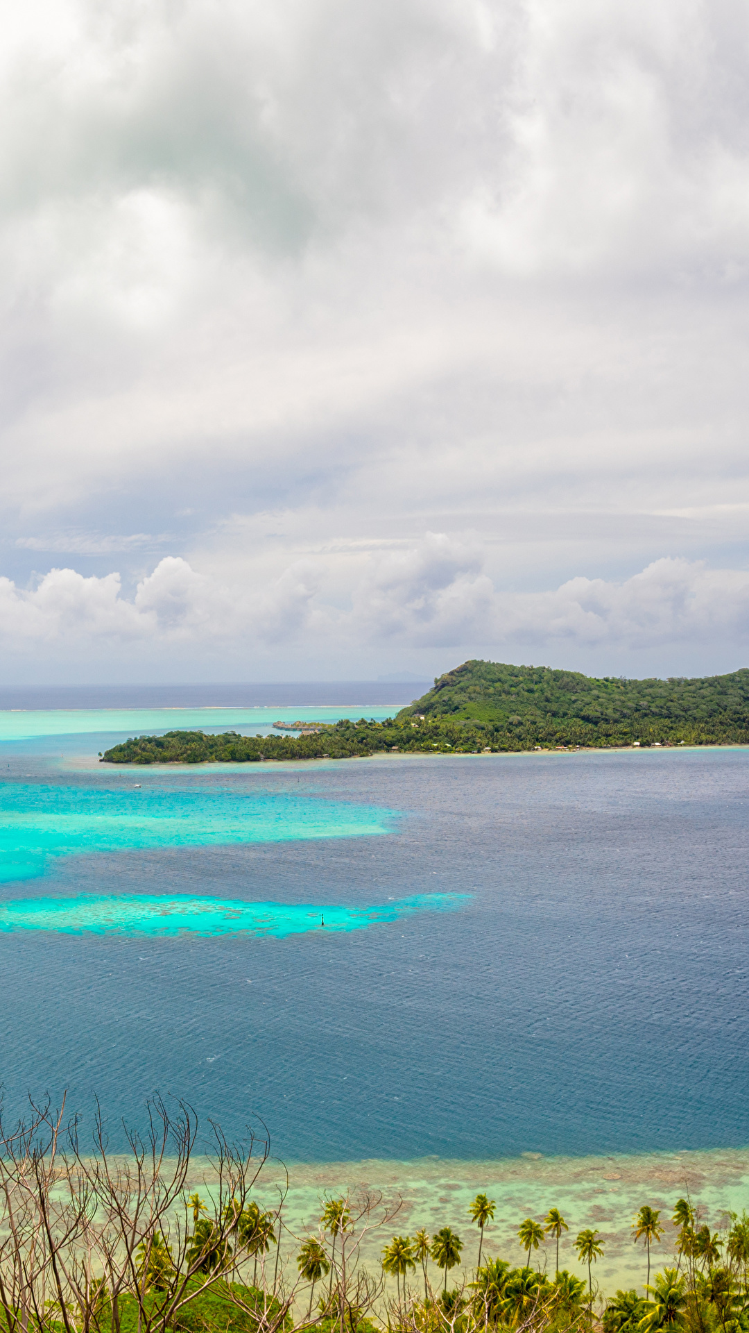 1080x1920   Изображения Бора-Бора Французская Полинезия Море Природа Небо Остров 1080x1920