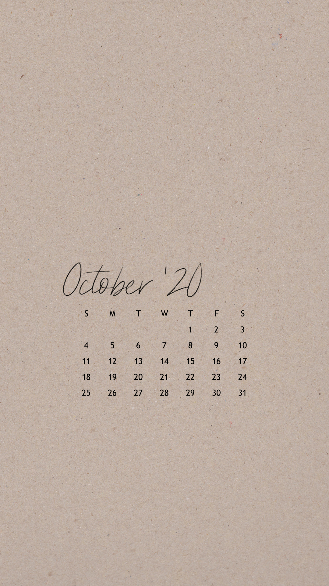 1080x1920  October 2020 Phone Calendar Wallpaper - Thyme Is Honey