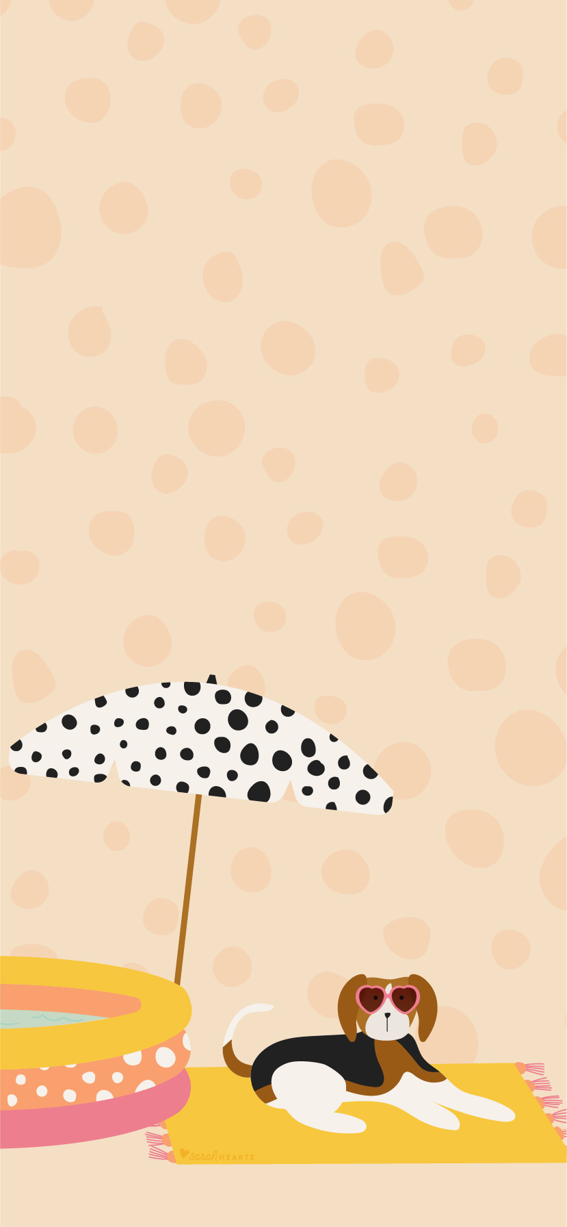 829x1792  August 2020 Dog and Pool Calendar Wallpaper - Sarah Hearts