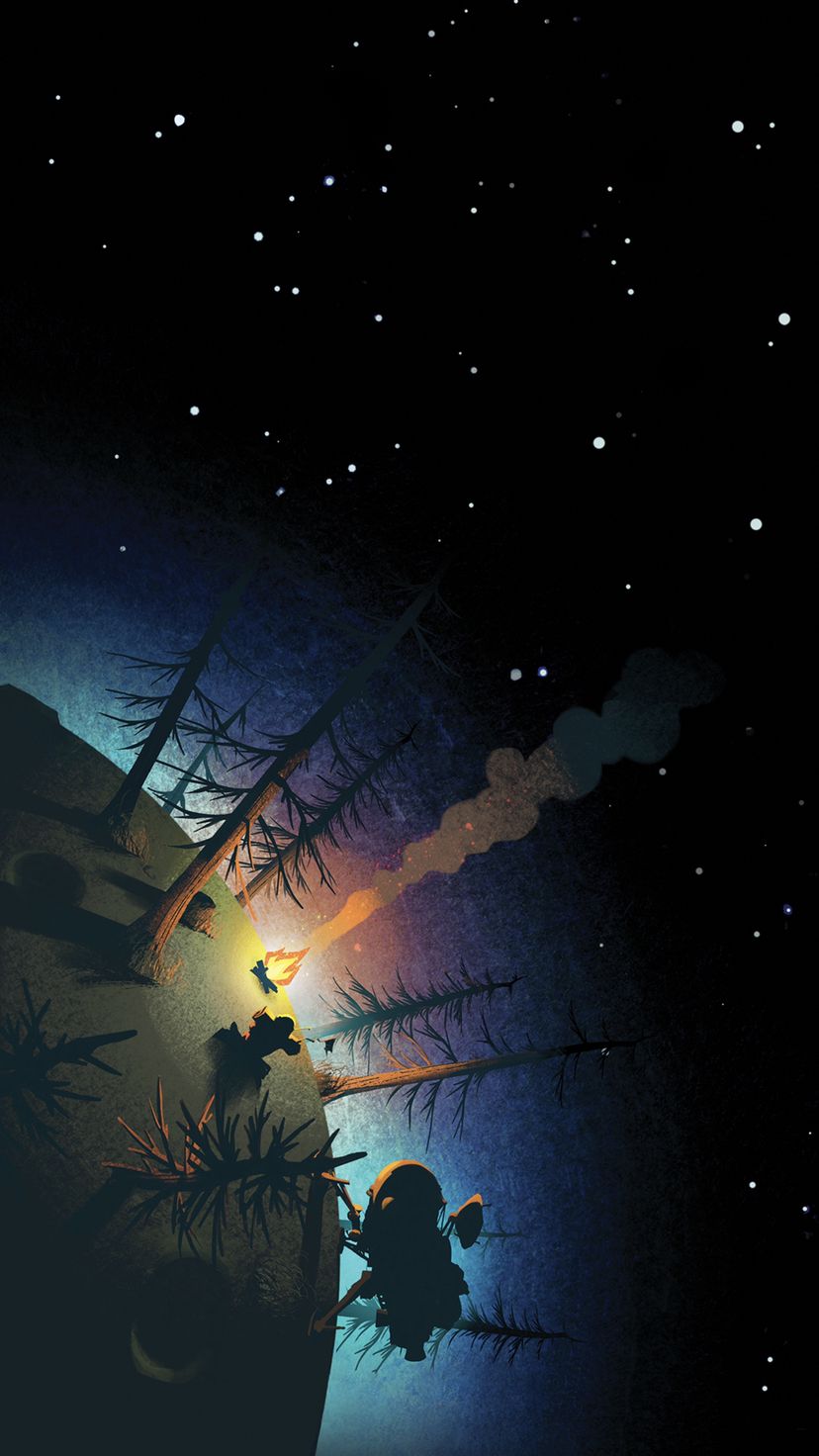 828x1472   Космический кемпинг с Outer Wilds | Обои для рабочего стола Художественные обои Художественные обои
