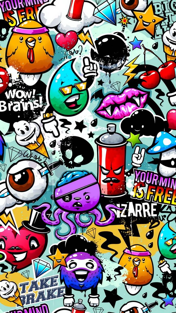 720x1280 Мультяшное граффити | Дудлы с граффити 