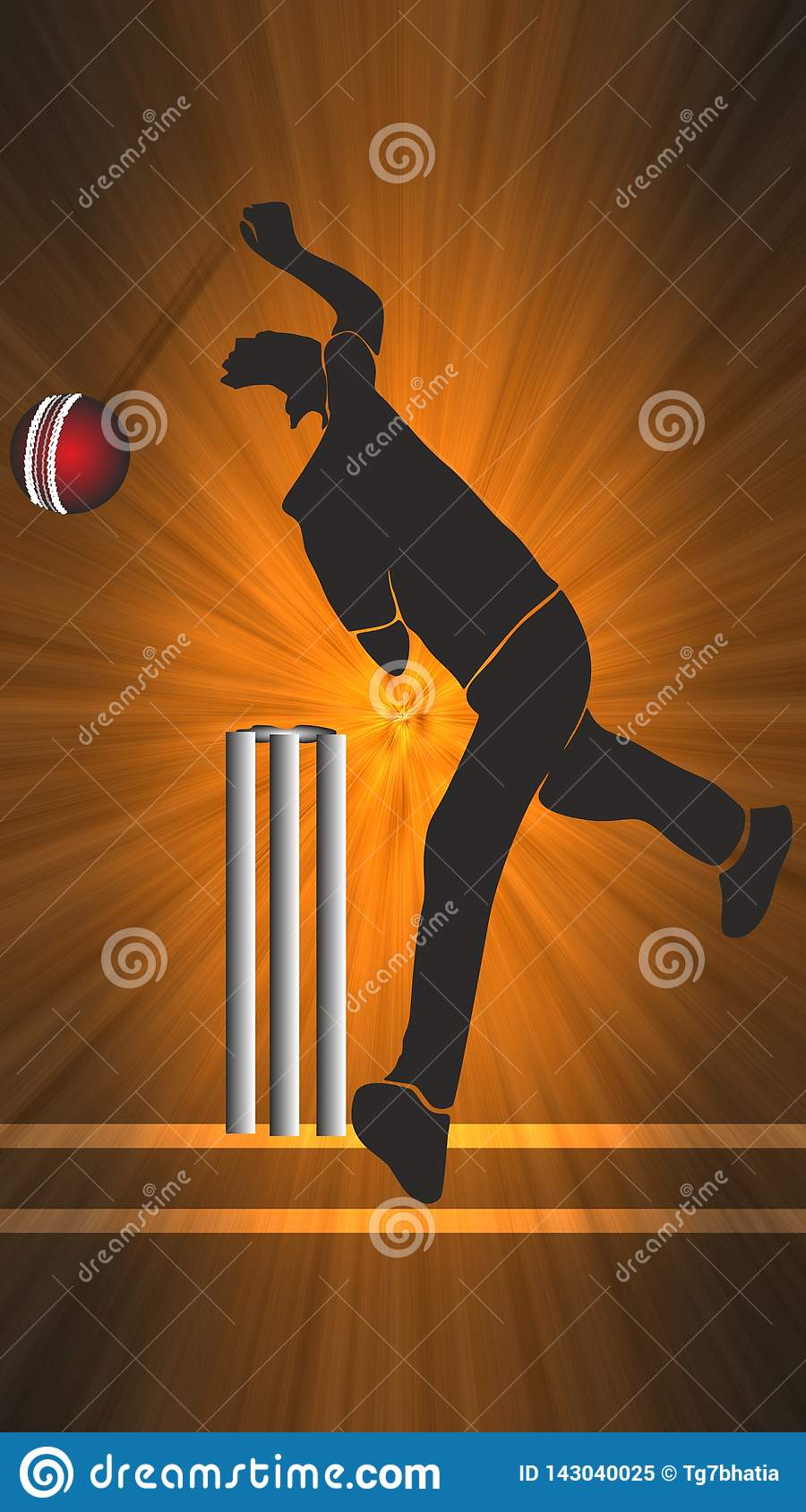 900x1689  Cricket Bowler Stock иллюстрации - 