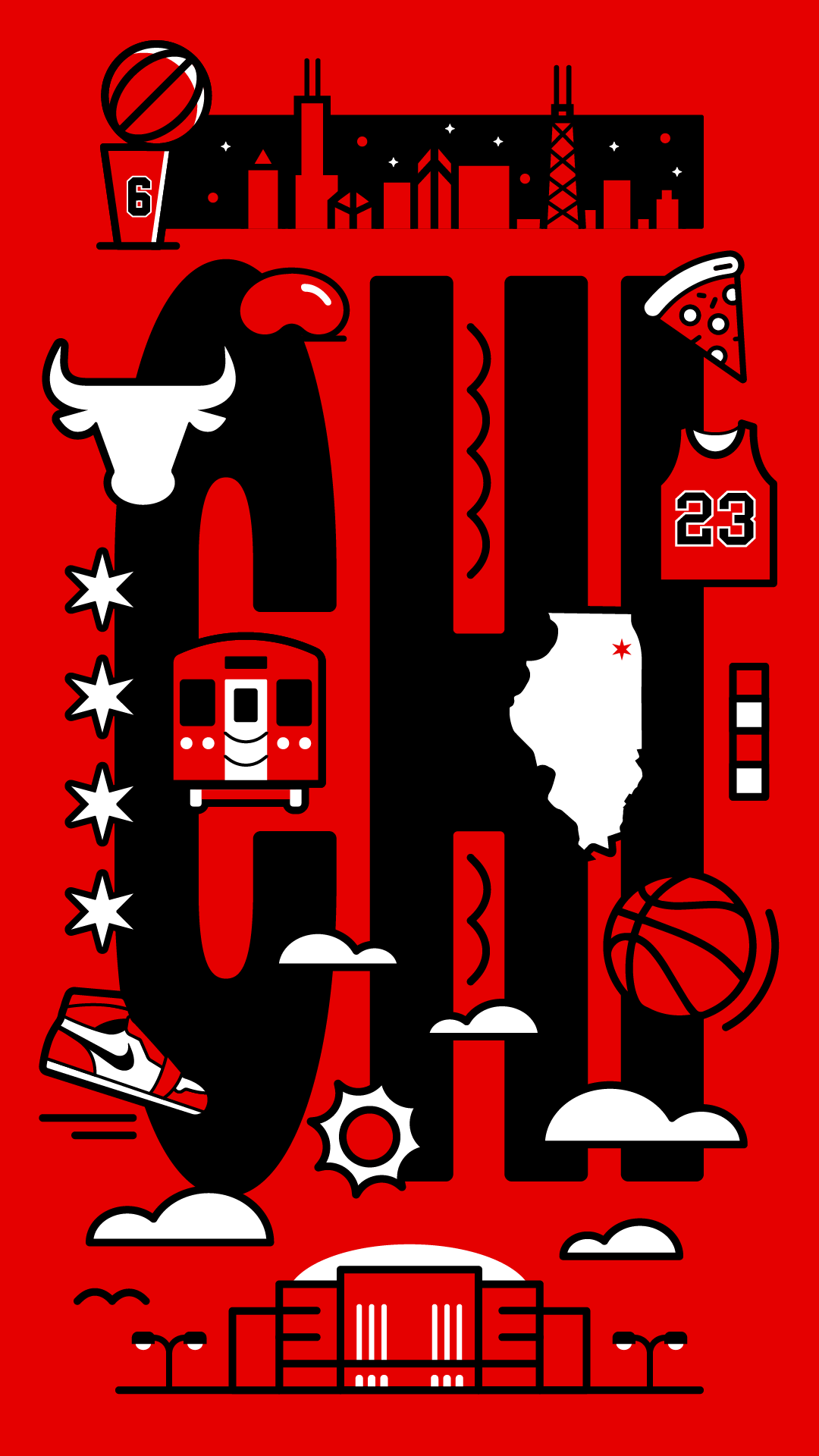 1080x1920  Fanart Red Black White Chicago Bulls Wallpaper HD Backround - Chicago Bulls (# 123052) - HD обои \ u0026 Фоны Загрузить