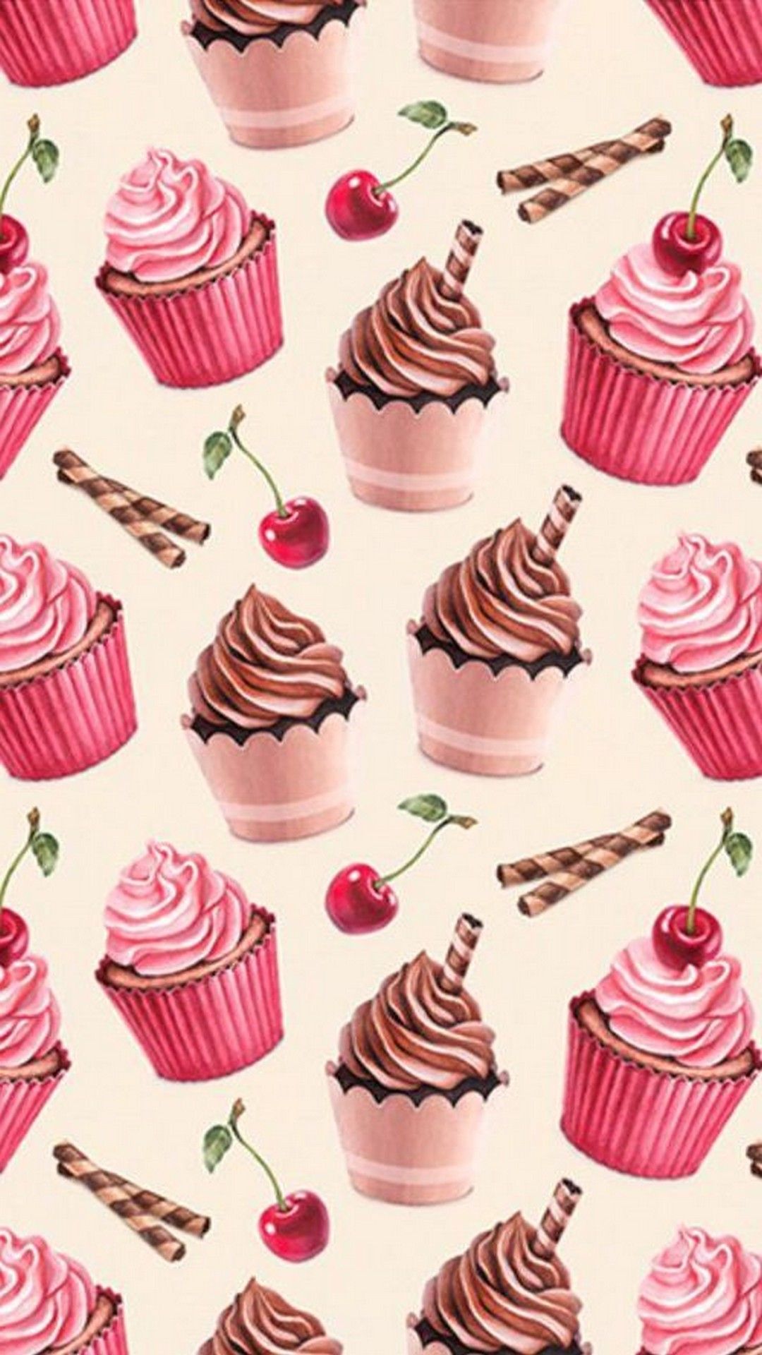 1080x1920 Android Wallpaper Cherry Cupcake - Лучшие обои для Android | Обои с кексами Винтажные сладости Еда обои 