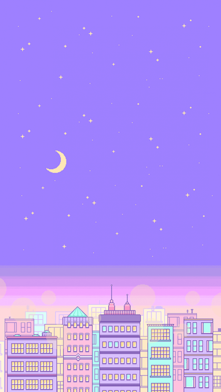 Пиксельное фиолетовое небо
