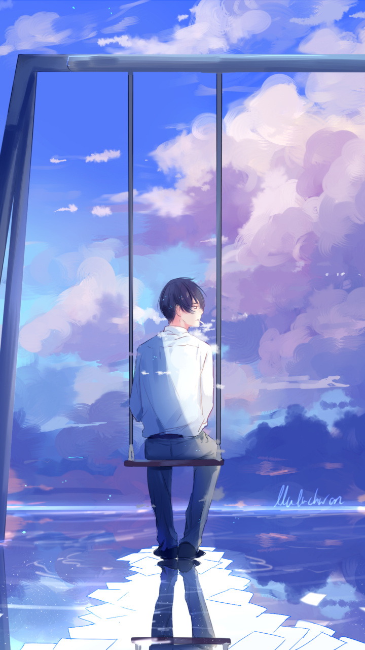 720x1280  Reflection Cloud Boys Creative Arts Art Art Hd Wallpaper - Телефон Wallpaper Anime Boy Art (# 1591271) - HD Wallpaper  Backgrounds Download