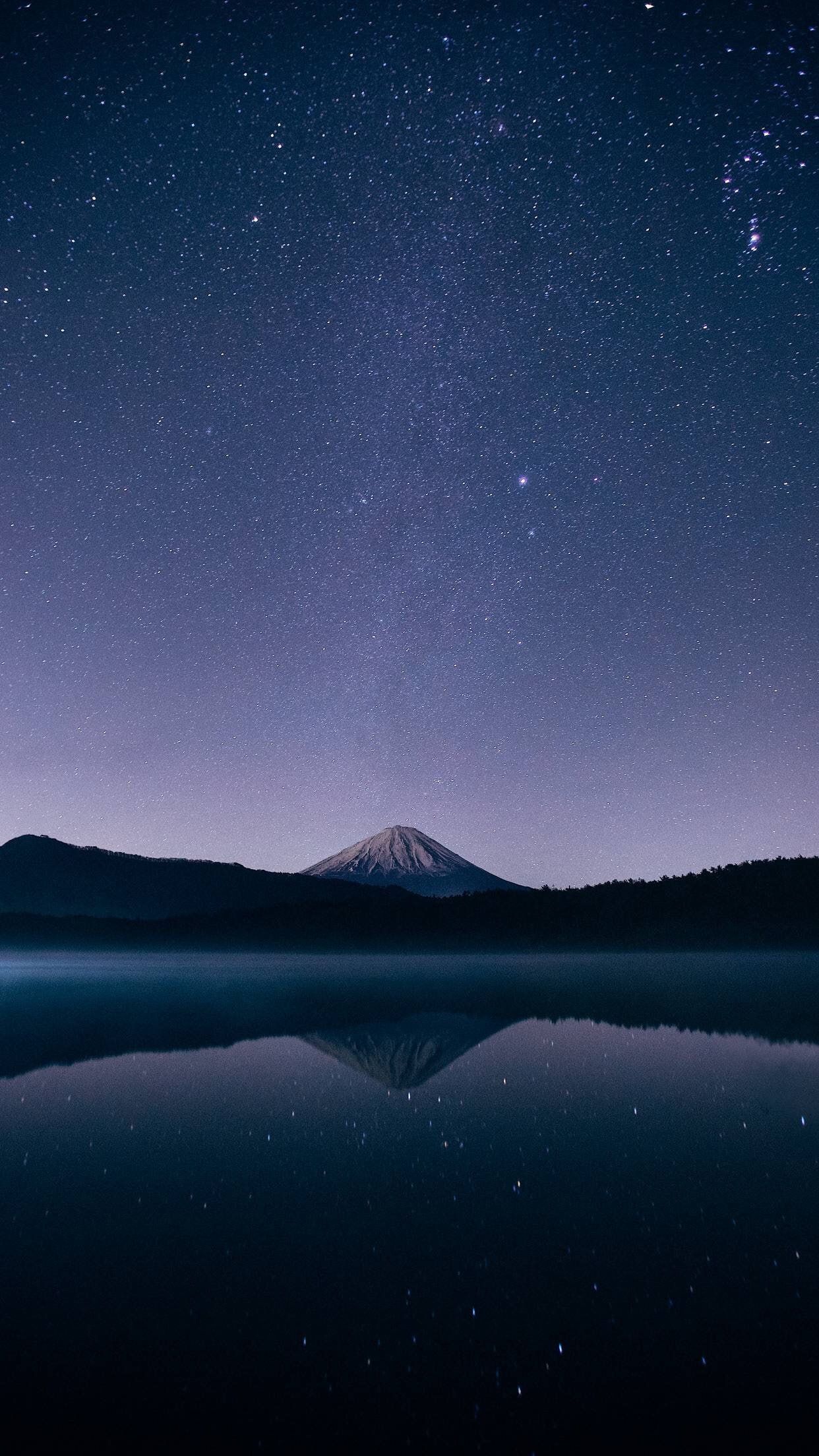 1242x2208  vertical #stars #dark #sky #reflection # 1080P #wallpaper #hdwallpaper # desktop | Небесное озеро Фон Пейзаж 