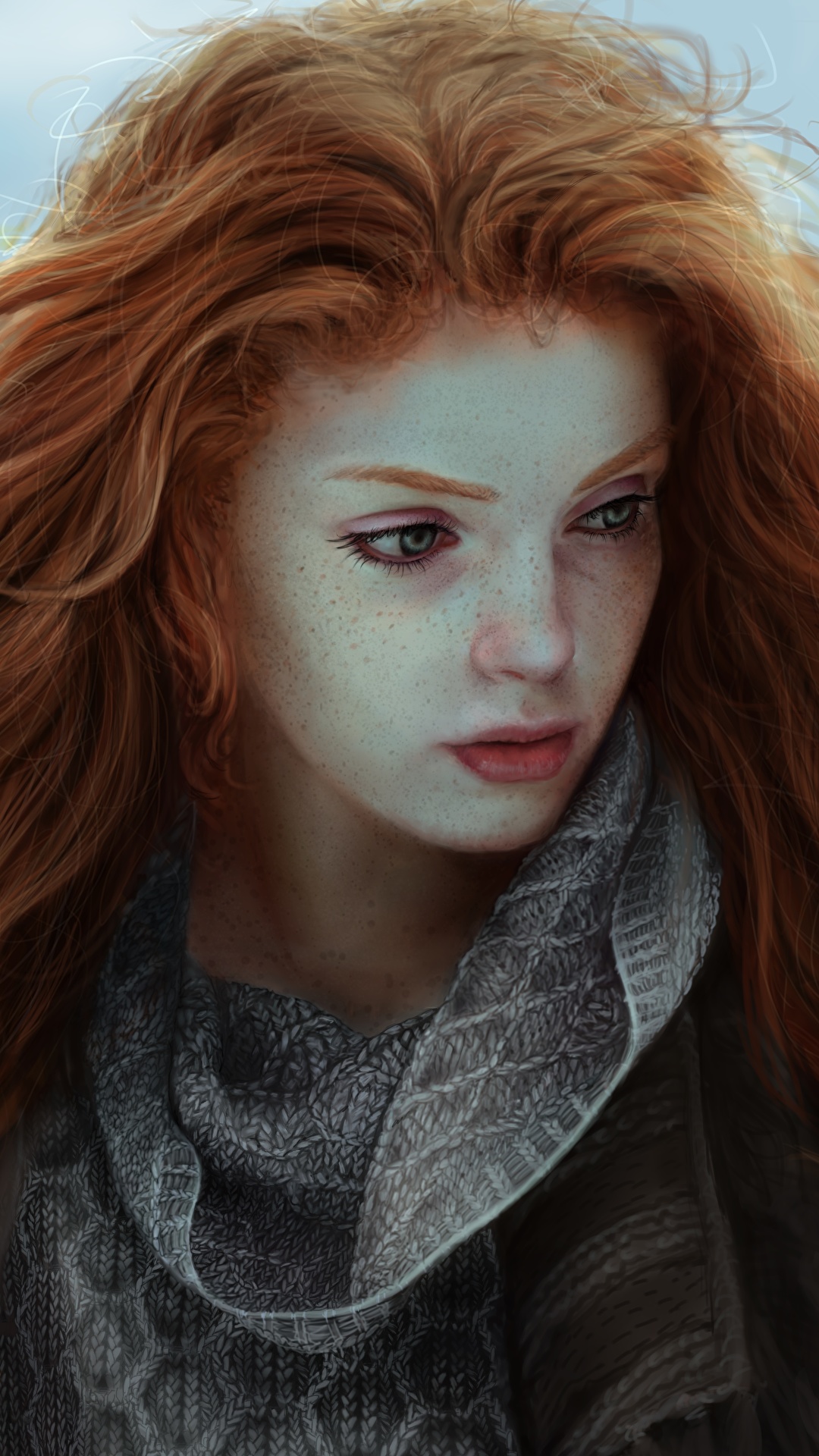 1080x1920  Pictures Рыжая девушка Красивые волосы Девушки Рисование 1080x1920