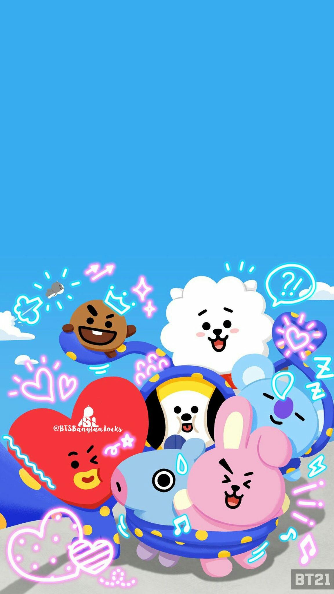 1152x2048  BT21 телефон Обои - Обои Cave