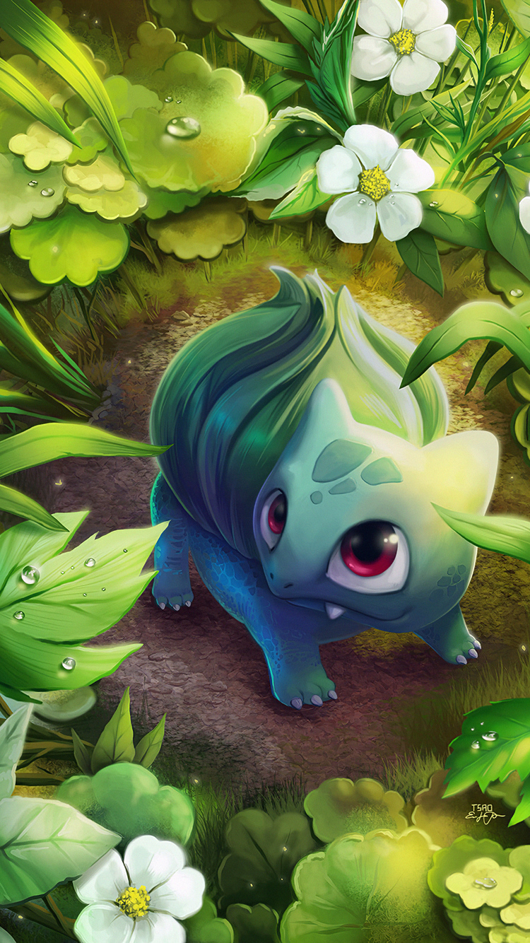 750x1334   ? Bulbas Aur Ivysaur Nintendo Pokemon Зеленые обои | (133989) 