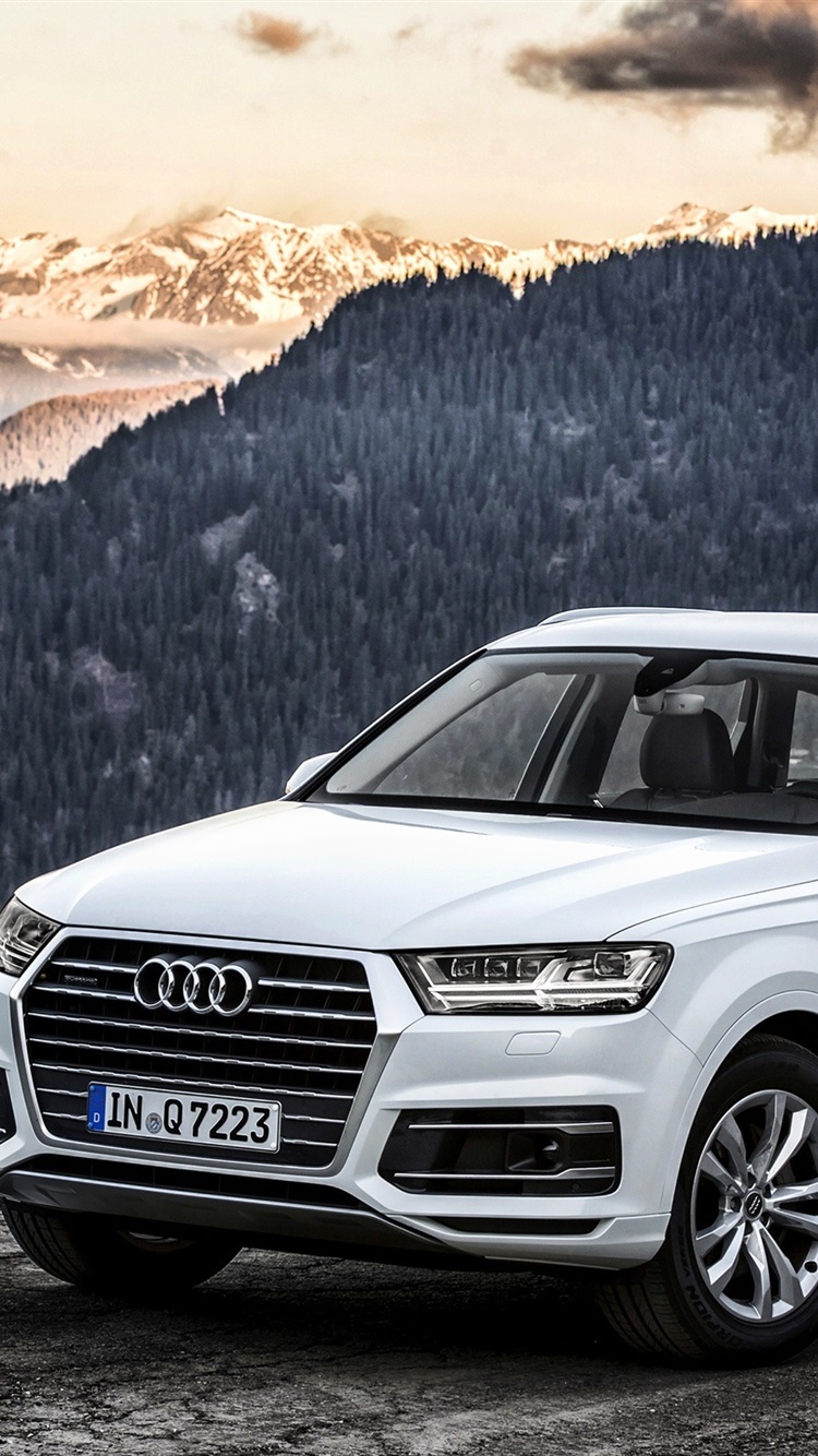 750x1334   iPhone-обои - автомобиль-Audi-Altenberg - iPhone Wallpapers Art: Бесплатно HD скачать _2015 Audi Q7 TDI белый внедорожник автомобиль 750x1334 iPhone 8/7/6/6S обои, фон, картинка, изображение 
