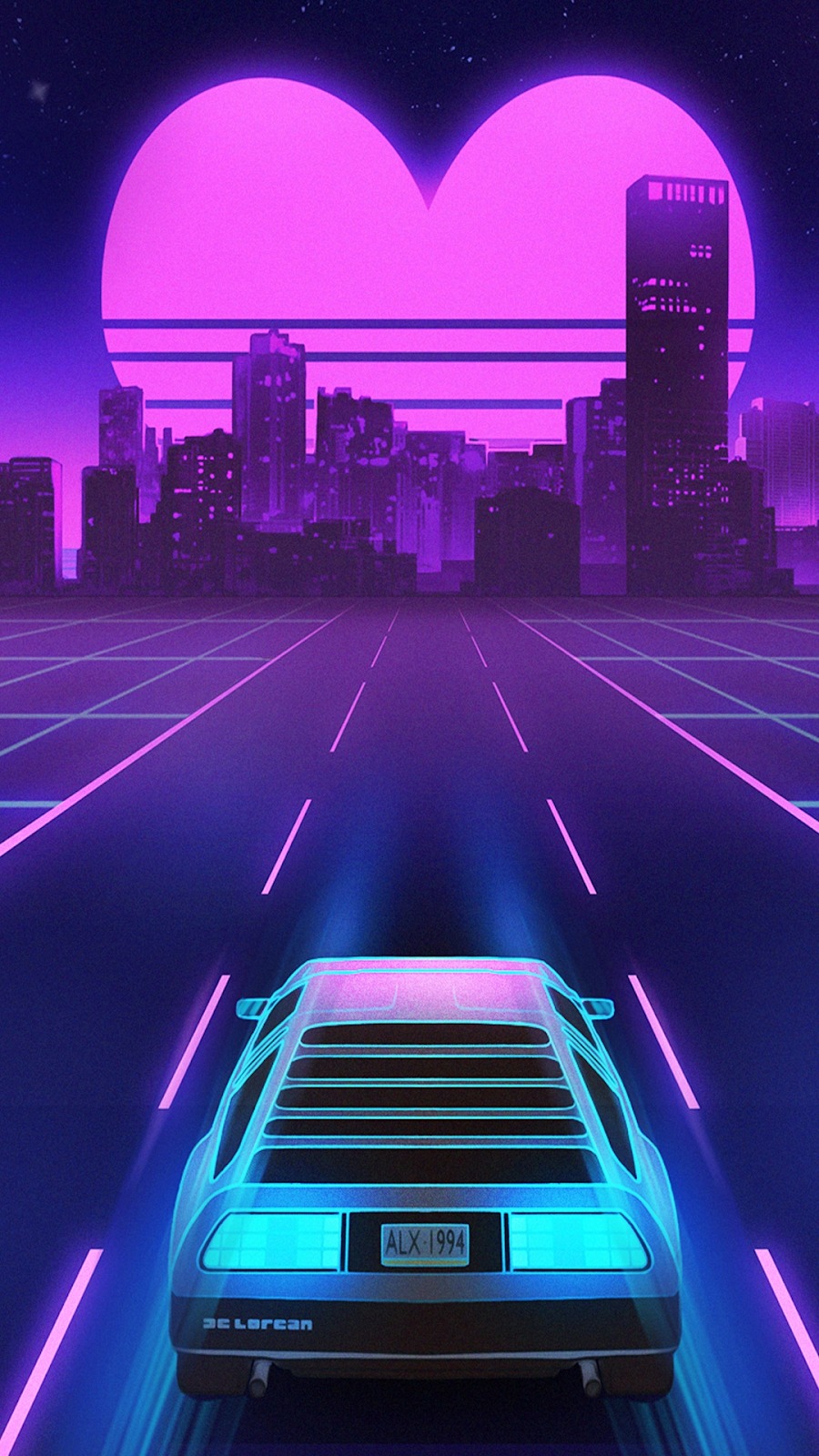 900x1600  Vaporwave Digital Art пейзаж Retrowave 4K обои # 6.1047 