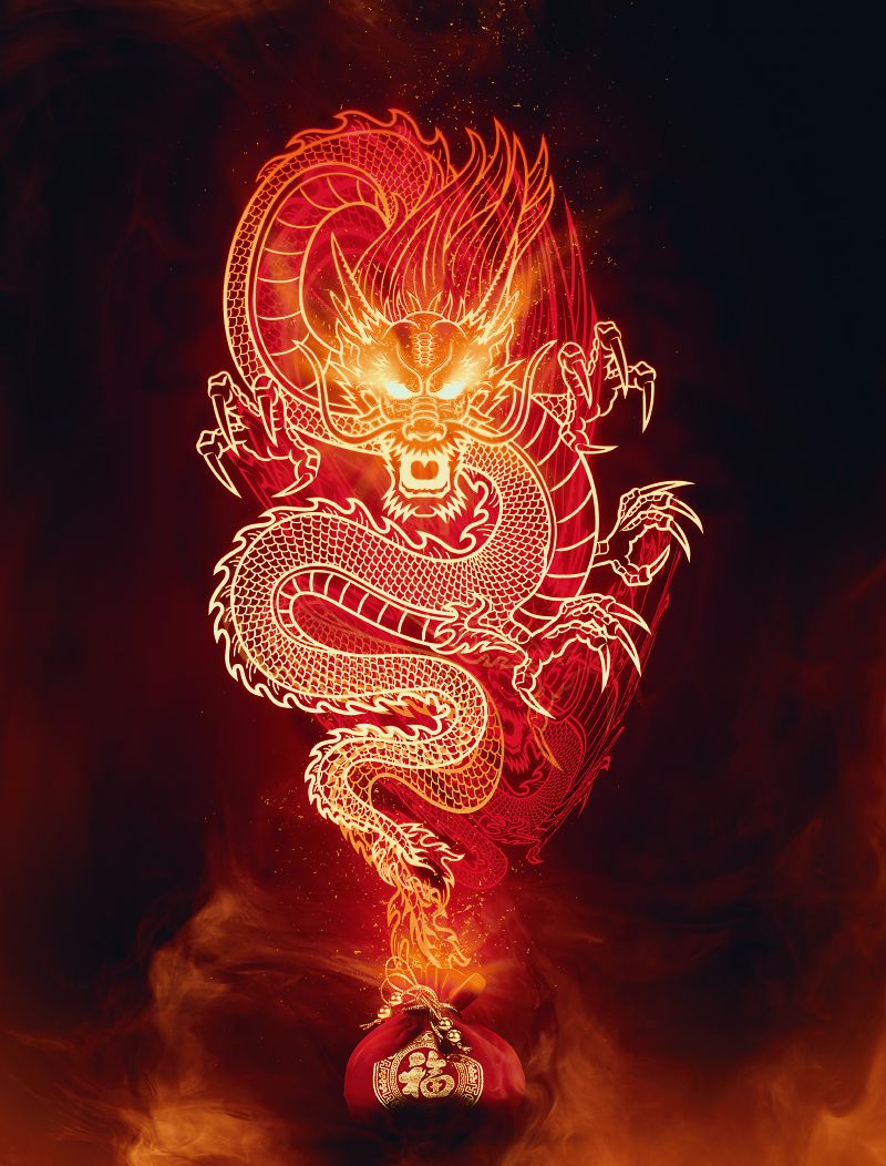 Огненный дракон арт Япония
